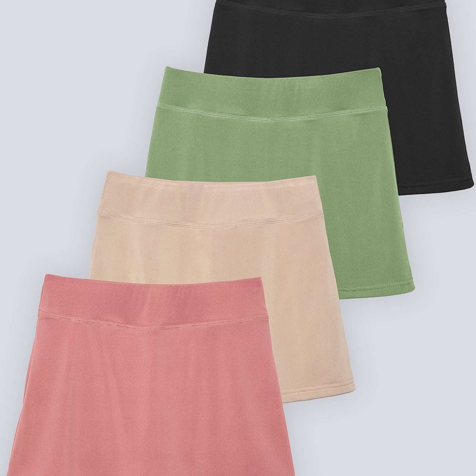 4 Pack: Girls' Active Skirt with Bike Short Lining