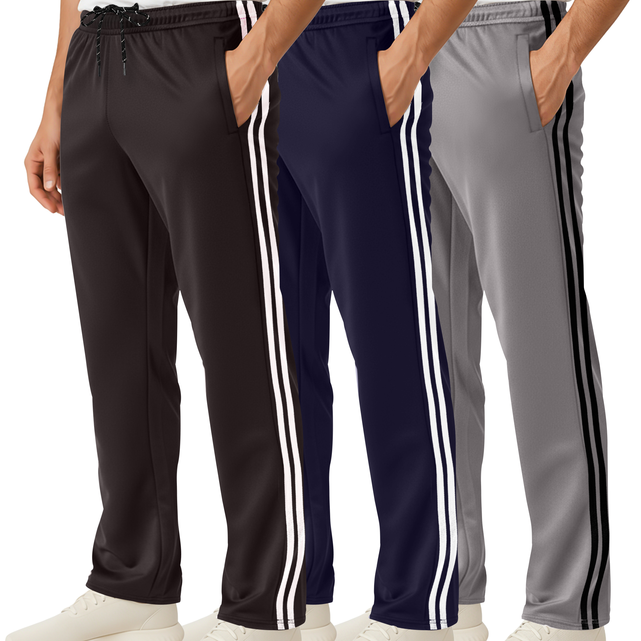 3 Pack: Mens Mesh Active Open Bottom Sweatpants