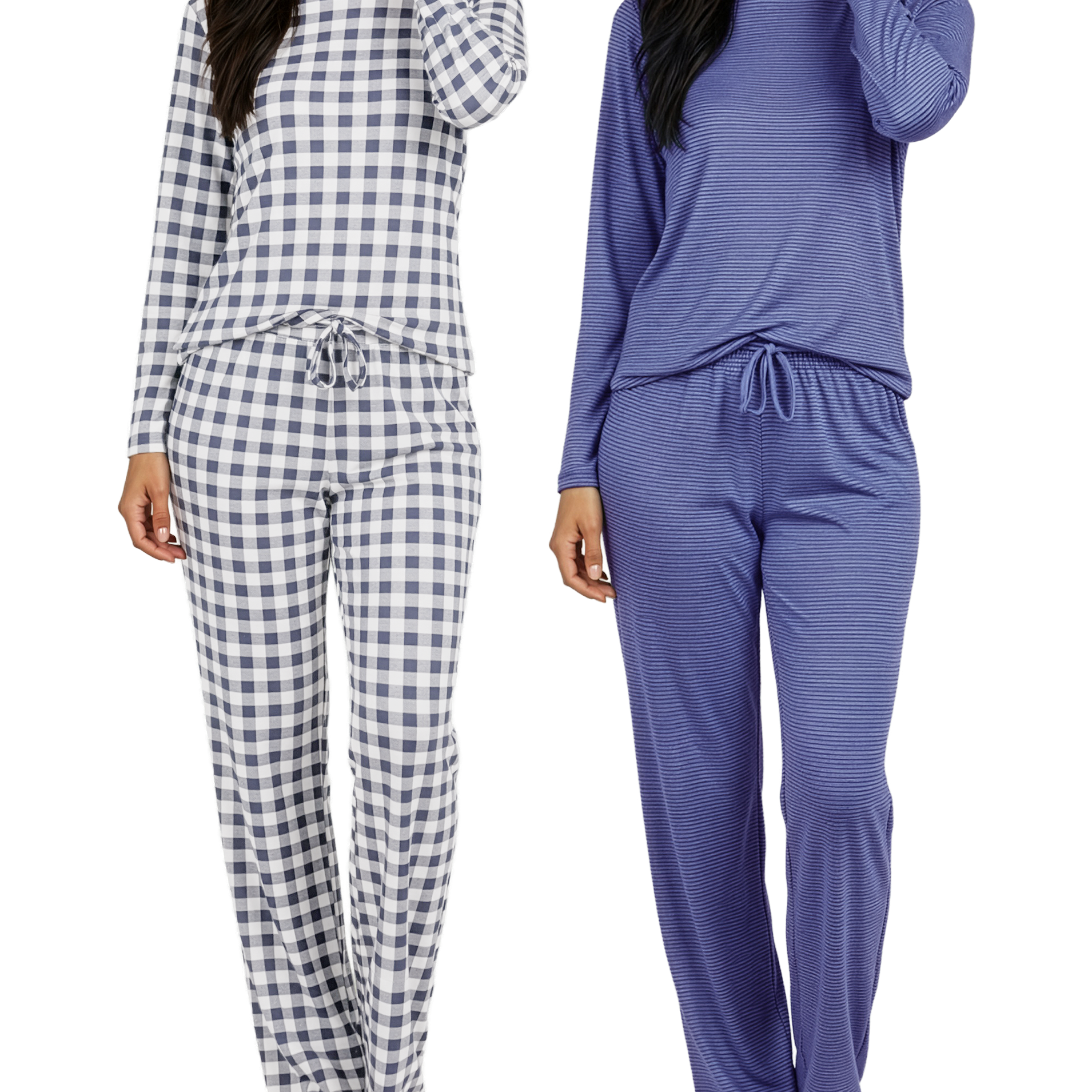 2 Pack: Women’s Pajama Set Super-Soft Long Sleeve Top With Pants