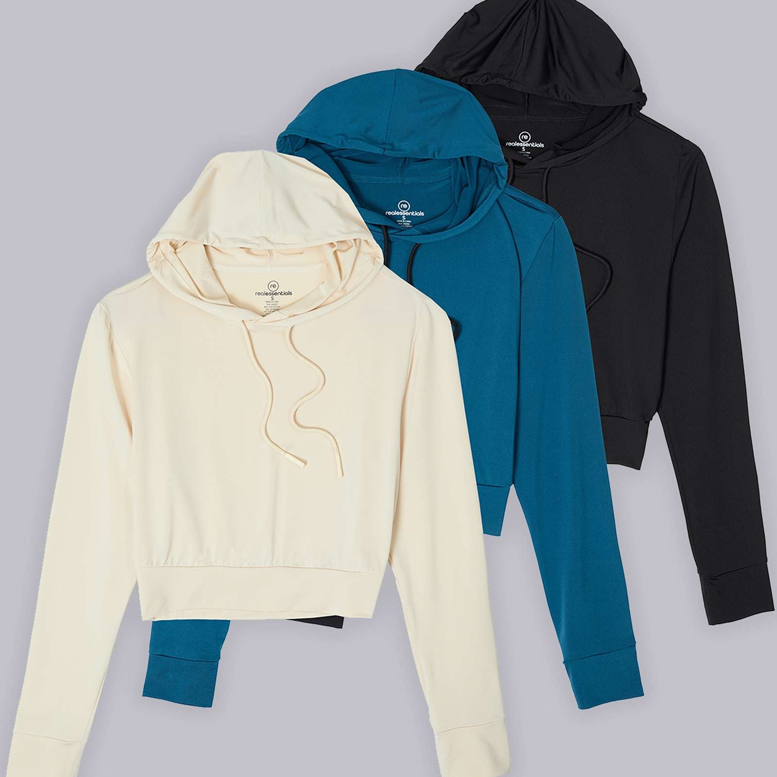 3 Pack: Women's Long Sleeve Cropped Hoodie