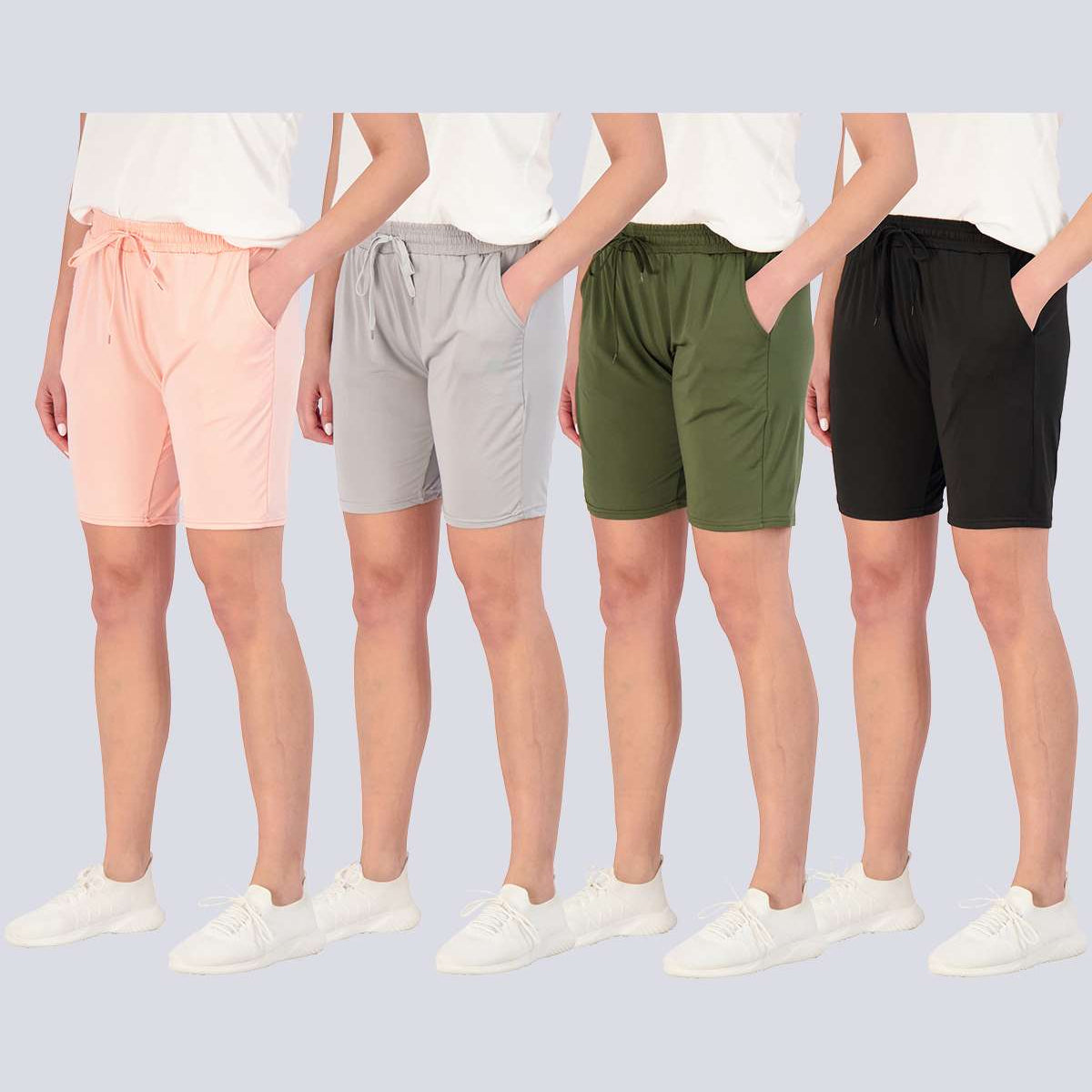 4 Pack: Womens Dry-Fit 7" Bermuda Shorts