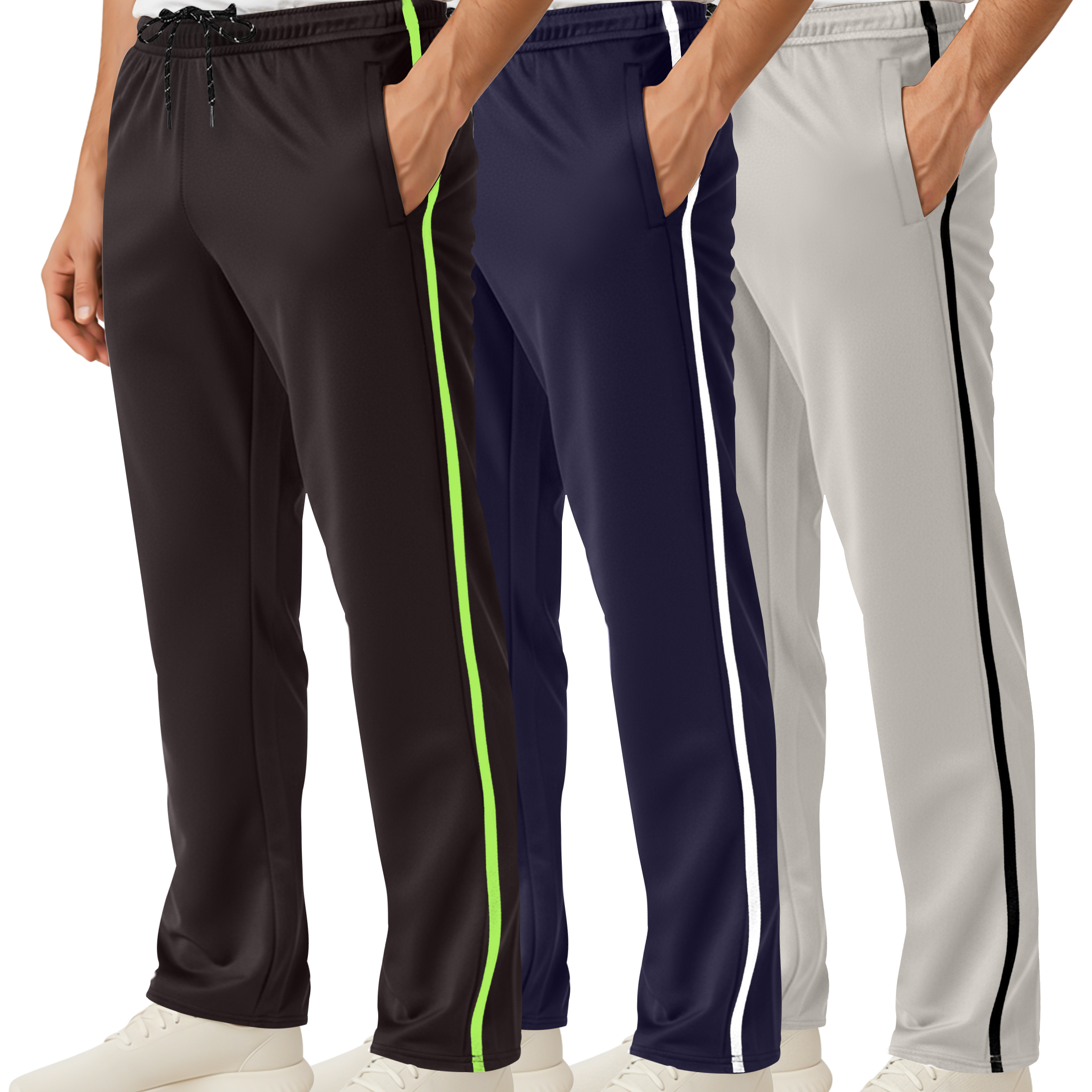 3 Pack: Mens Mesh Active Open Bottom Sweatpants
