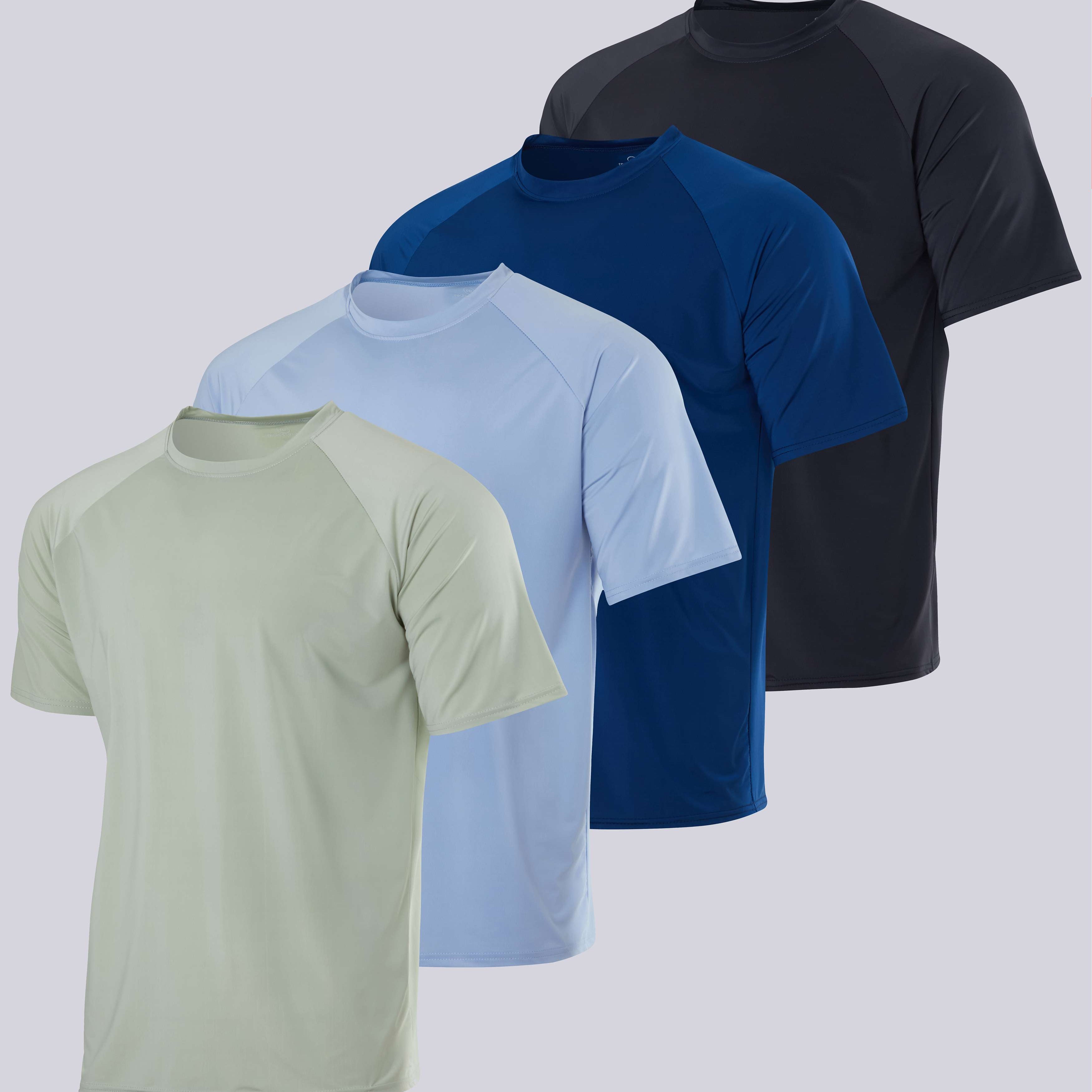 4 Pack: Men's Short Sleeve Rash Guard Shirt (Available In Big & Tall)