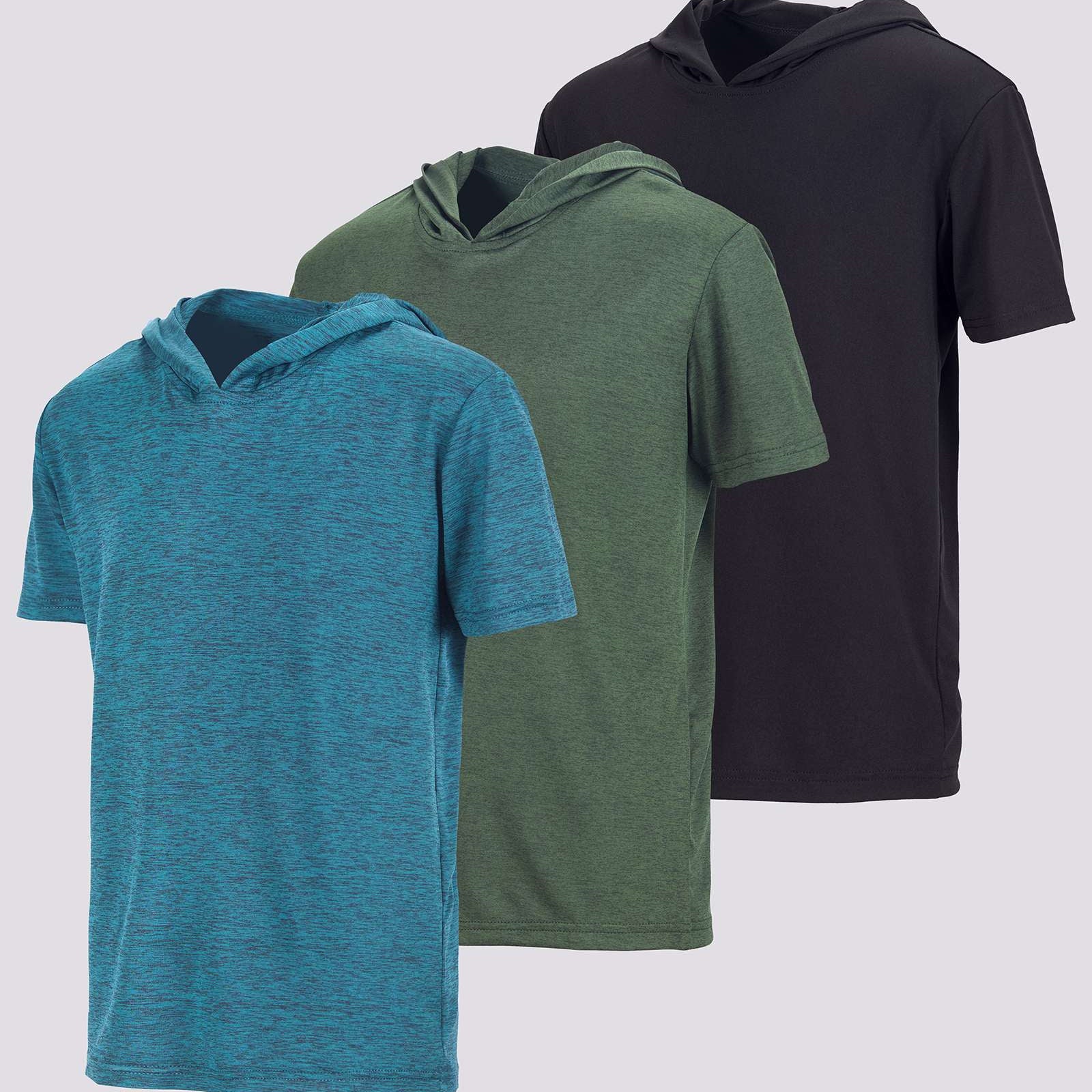 3 Pack: Boys' Dry-Fit Short Sleeve Workout Hoodie