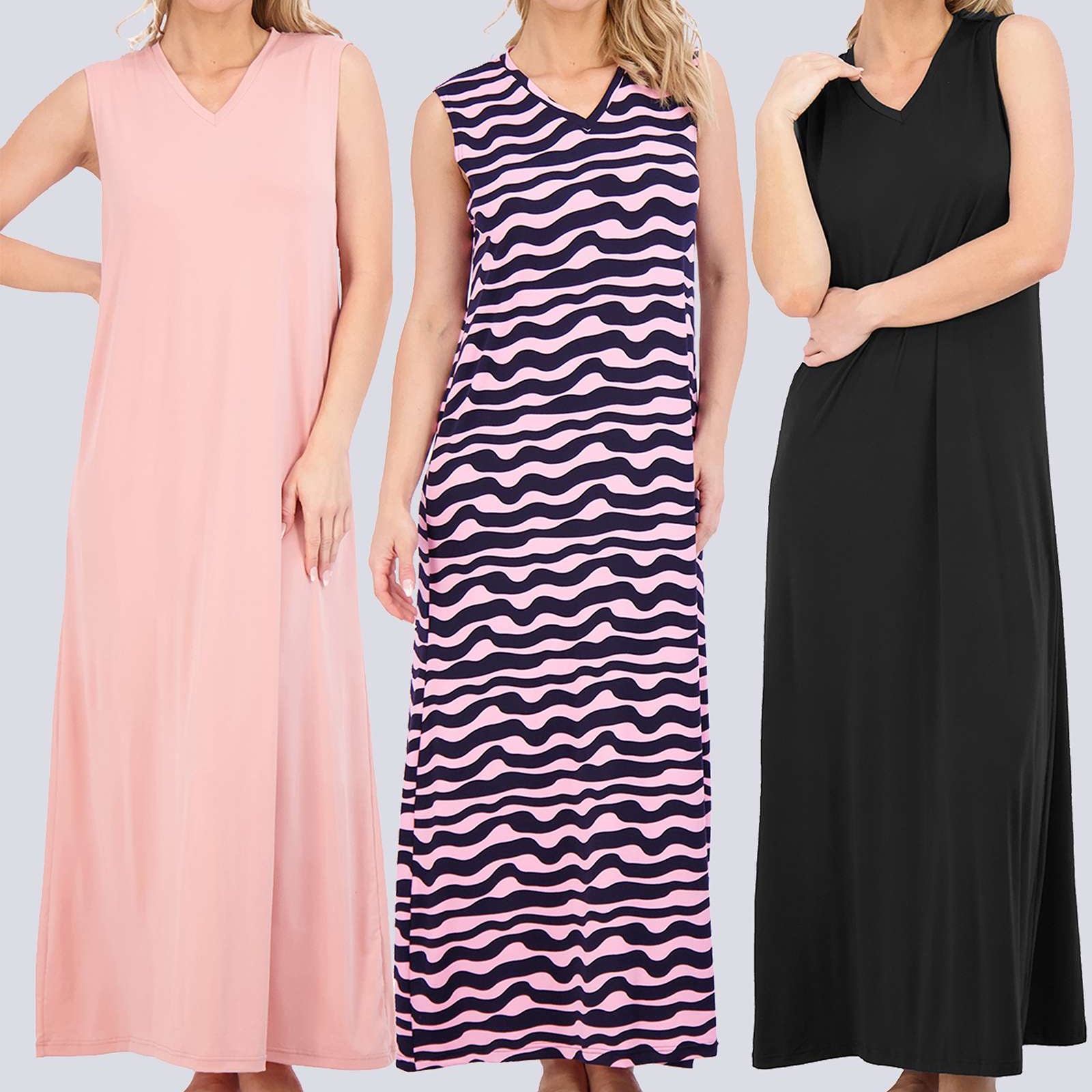 3 Pack: Women's Soft Tank Nightgown (Available in Plus Size)