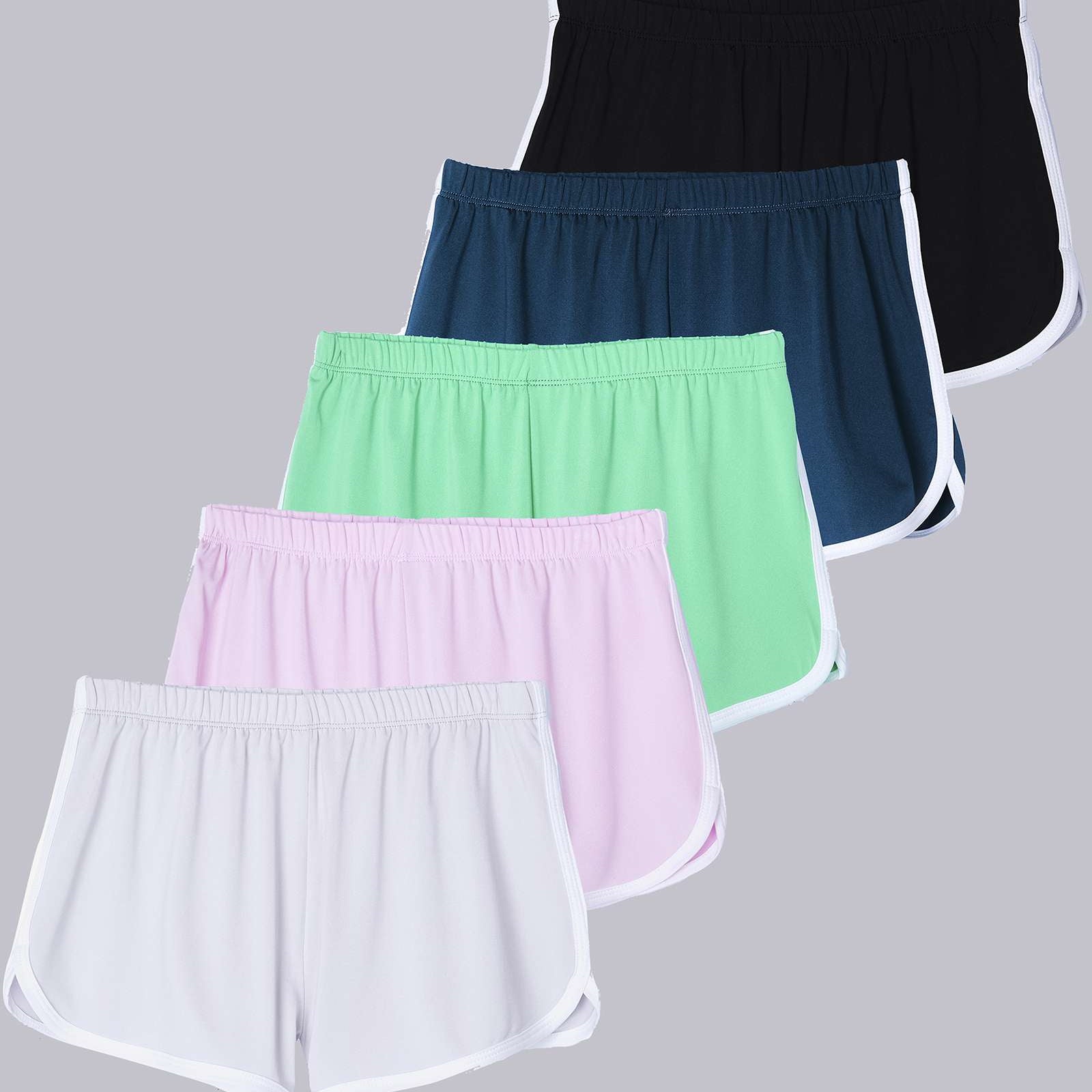 5 Pack: Girls' Dry-Fit Dolphin Shorts