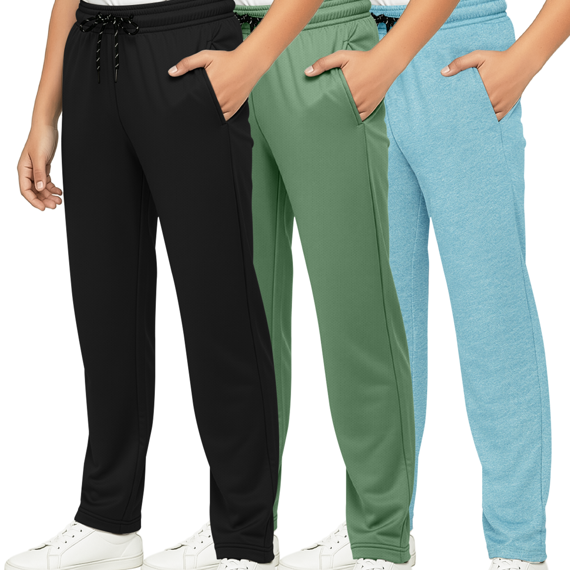 3 Pack: Boys Mesh Open Bottom Active Sweatpants