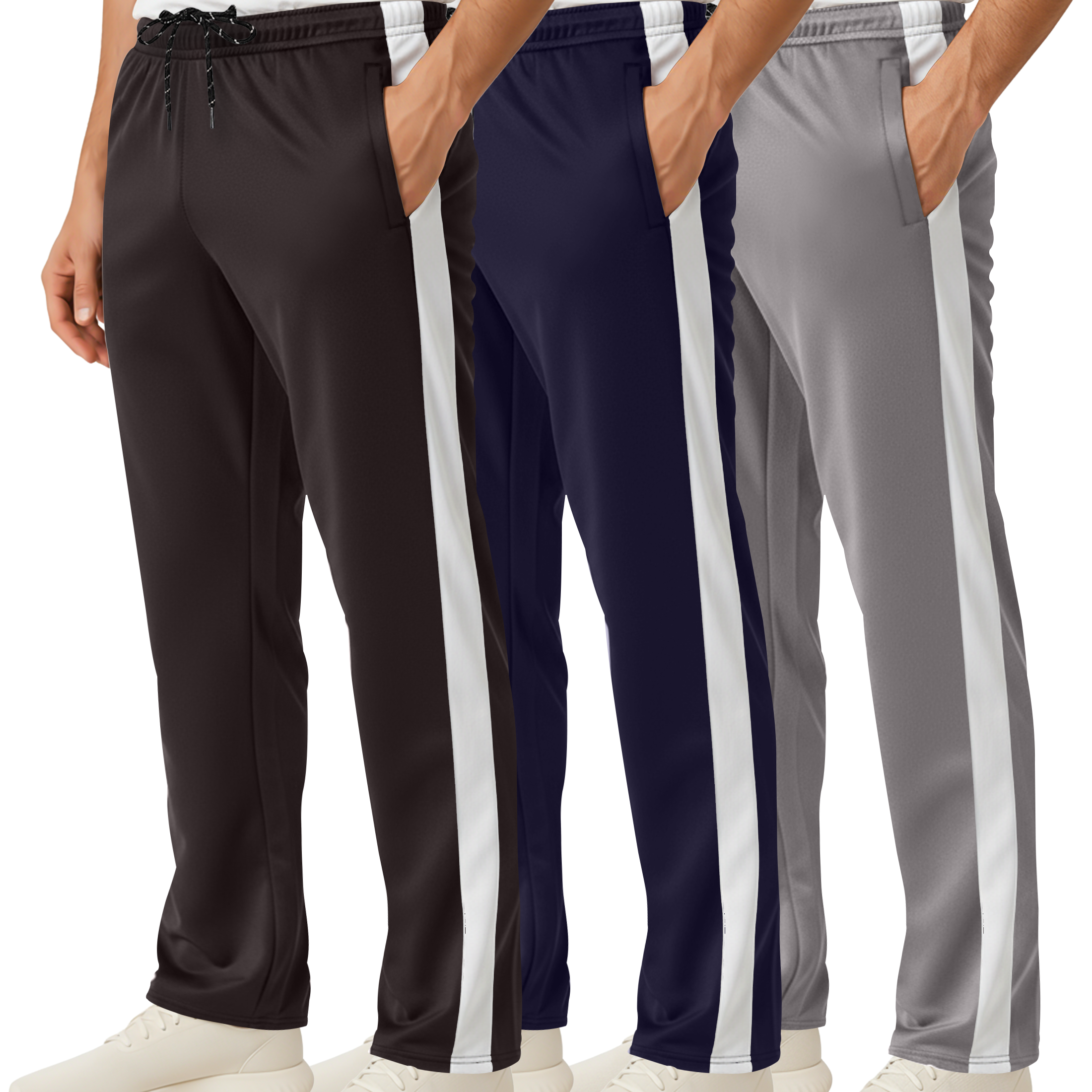 3 Pack: Mens Mesh Active Open Bottom Sweatpants