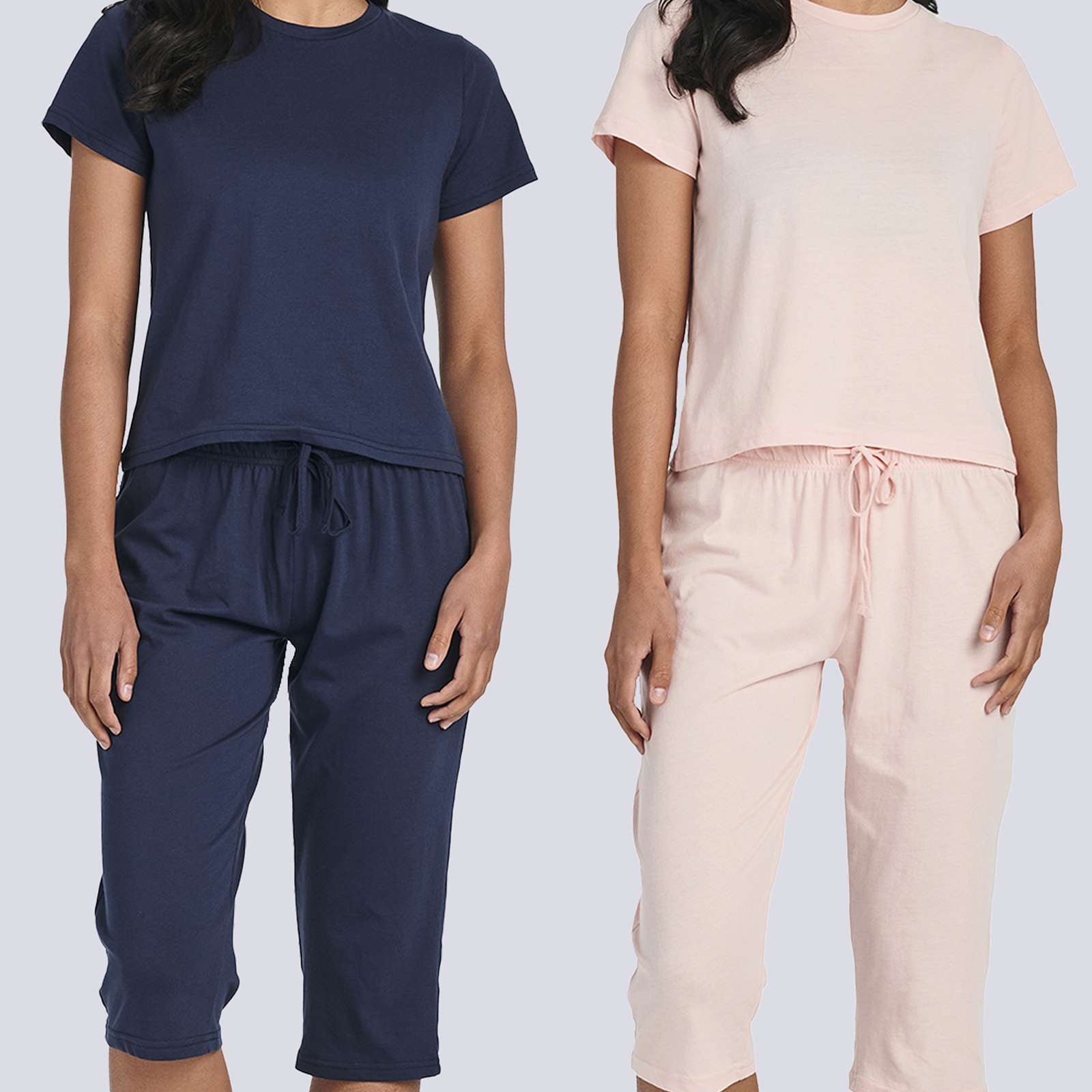 2 Pack: Women's Cotton Pajamas with Capri Pants