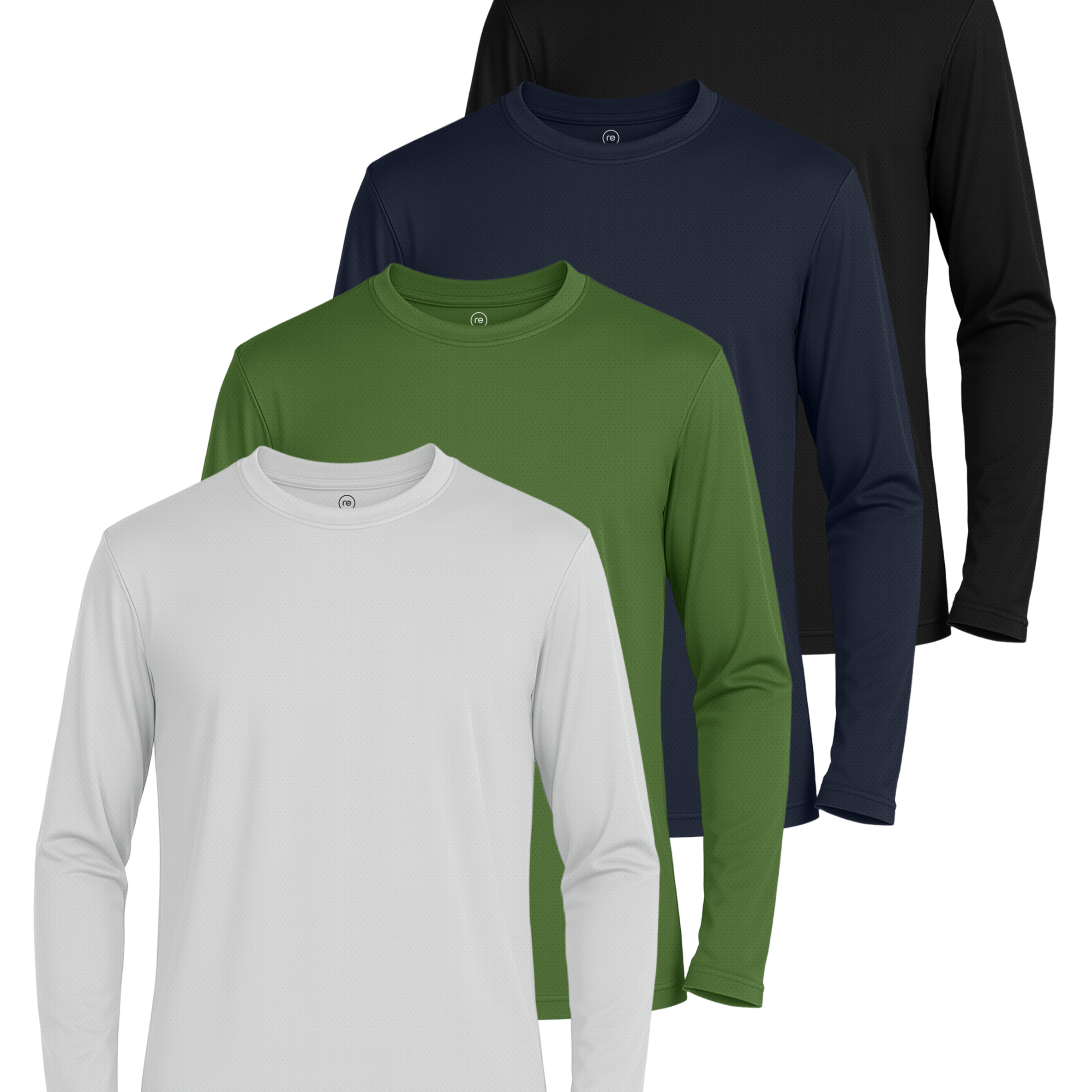 Real Essentials 4 Pack: Boys' Mesh Long Sleeve Athletic T-Shirt - Kids Teens Youth Active Tees Running Tops (Ages 4-18)