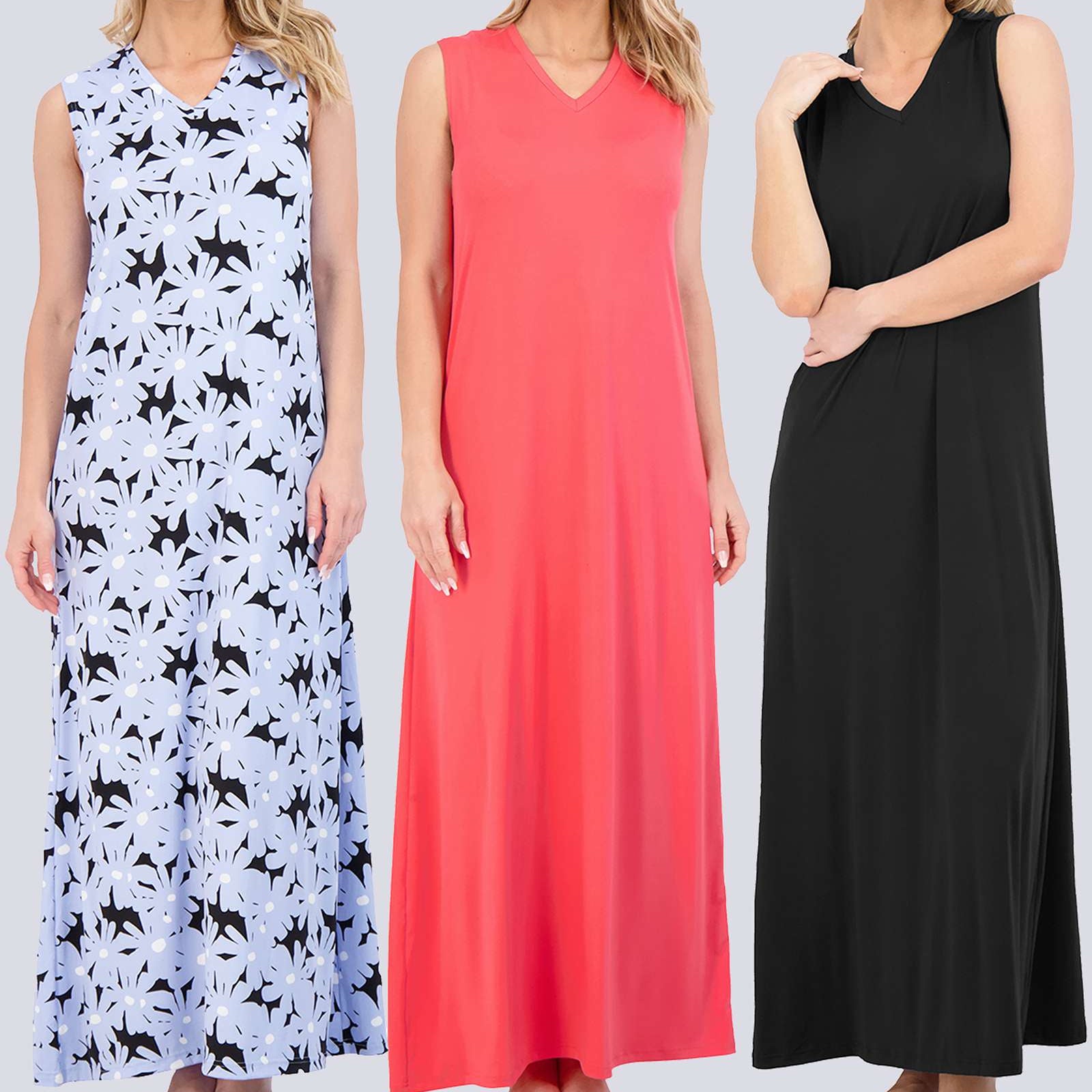 3 Pack: Women's Soft Tank Nightgown (Available in Plus Size)