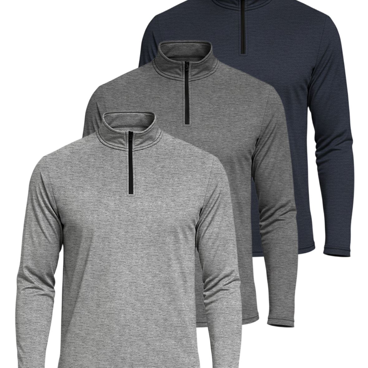 3 Pack: Mens Active Dry-Fit Quarter Zip Pullover (Available in Big & Tall)