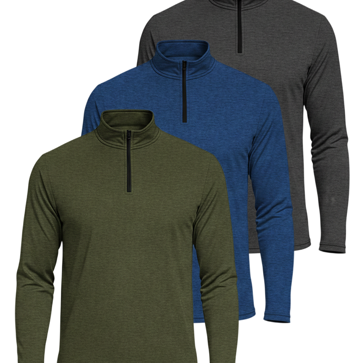 3 Pack: Mens Active Dry-Fit Quarter Zip Pullover (Available in Big & Tall)