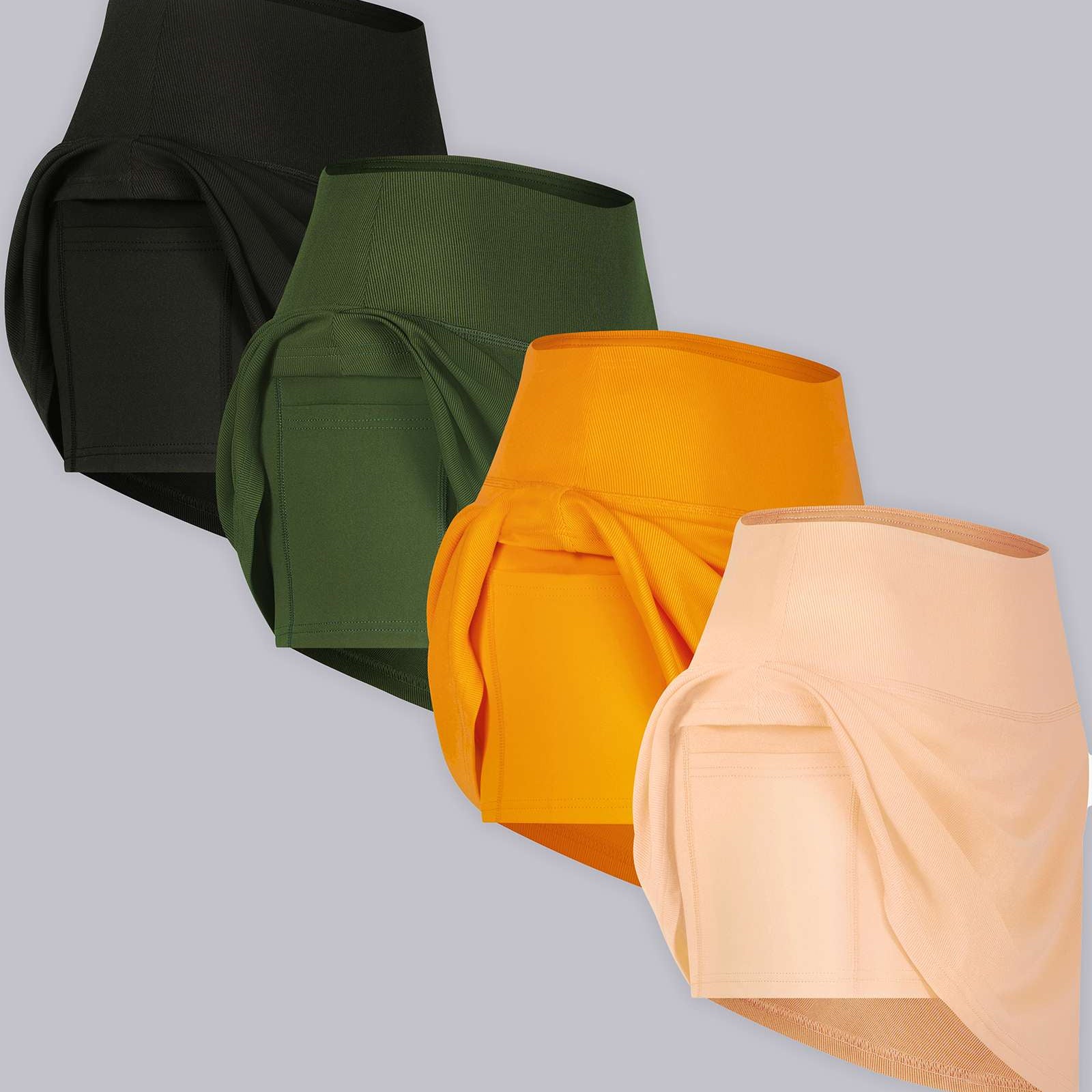4 Pack: Women's Ribbed Active Skort with Pockets