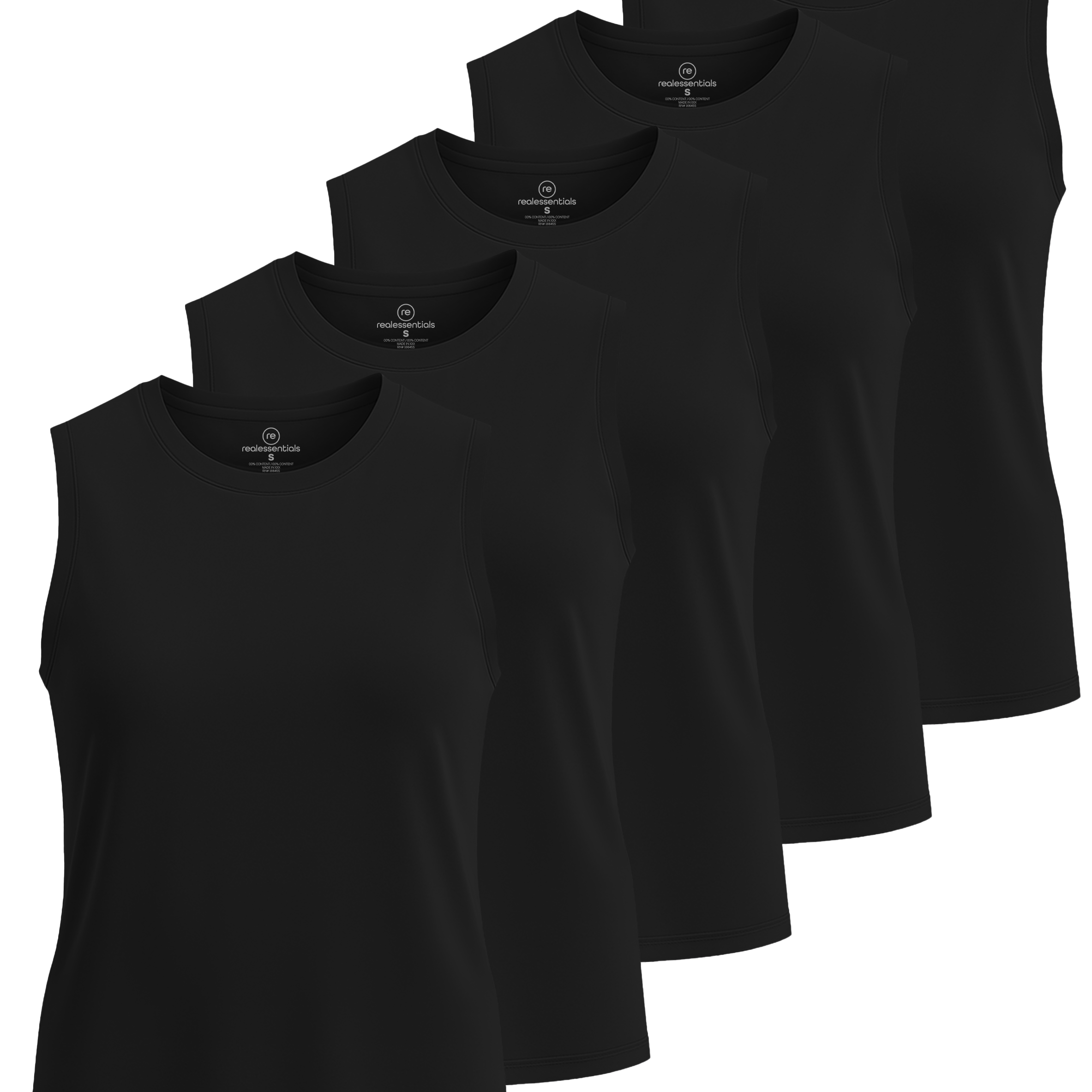 Real Essentials 5 Pack: Women's Dry-Fit Tank Top - Racerback Sleeveless T-Shirt Athletic Workout Gym Shirt (Plus Available)