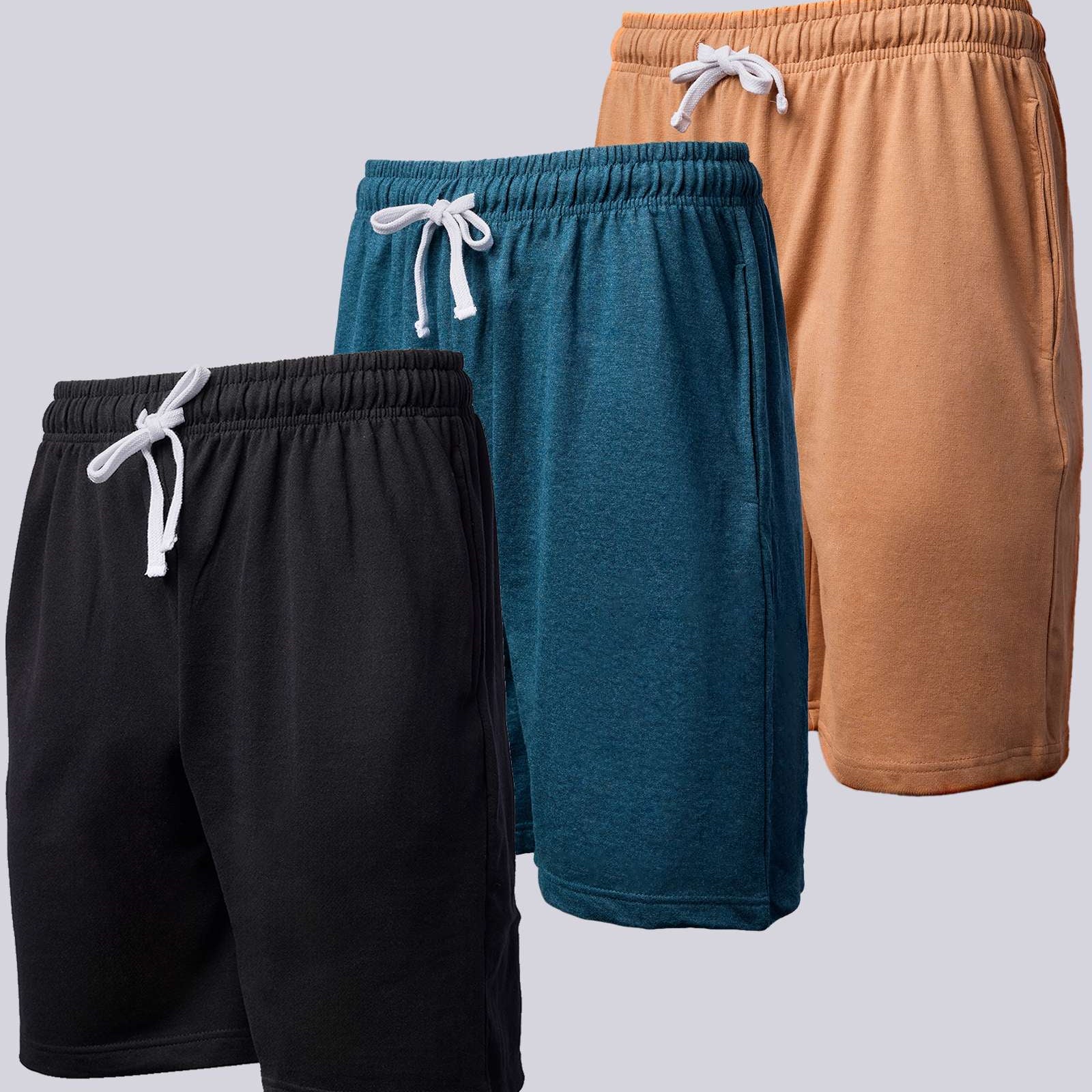 3 Pack: Mens 9" French Terry Casual Shorts