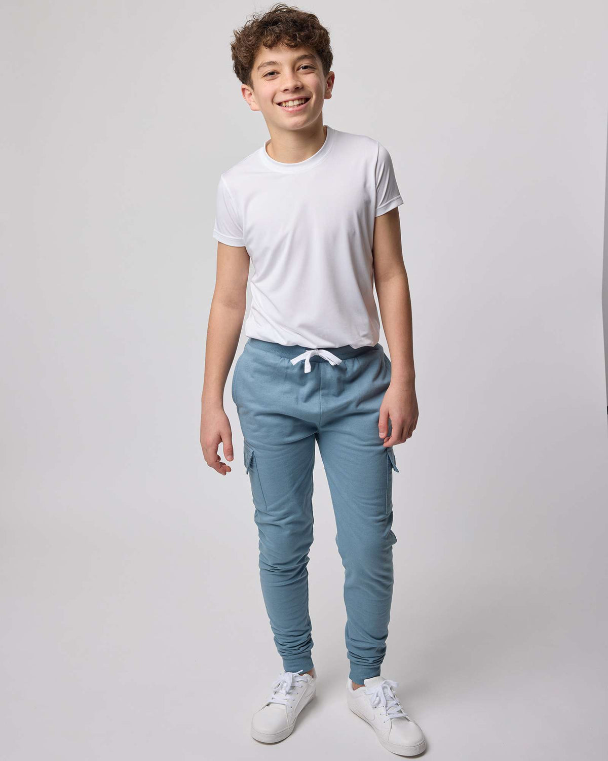 Real Essentials 3 Pack Boys' Cotton Cargo Fleece Joggers Sweatpants Pockets Athletic Kids - Set 7