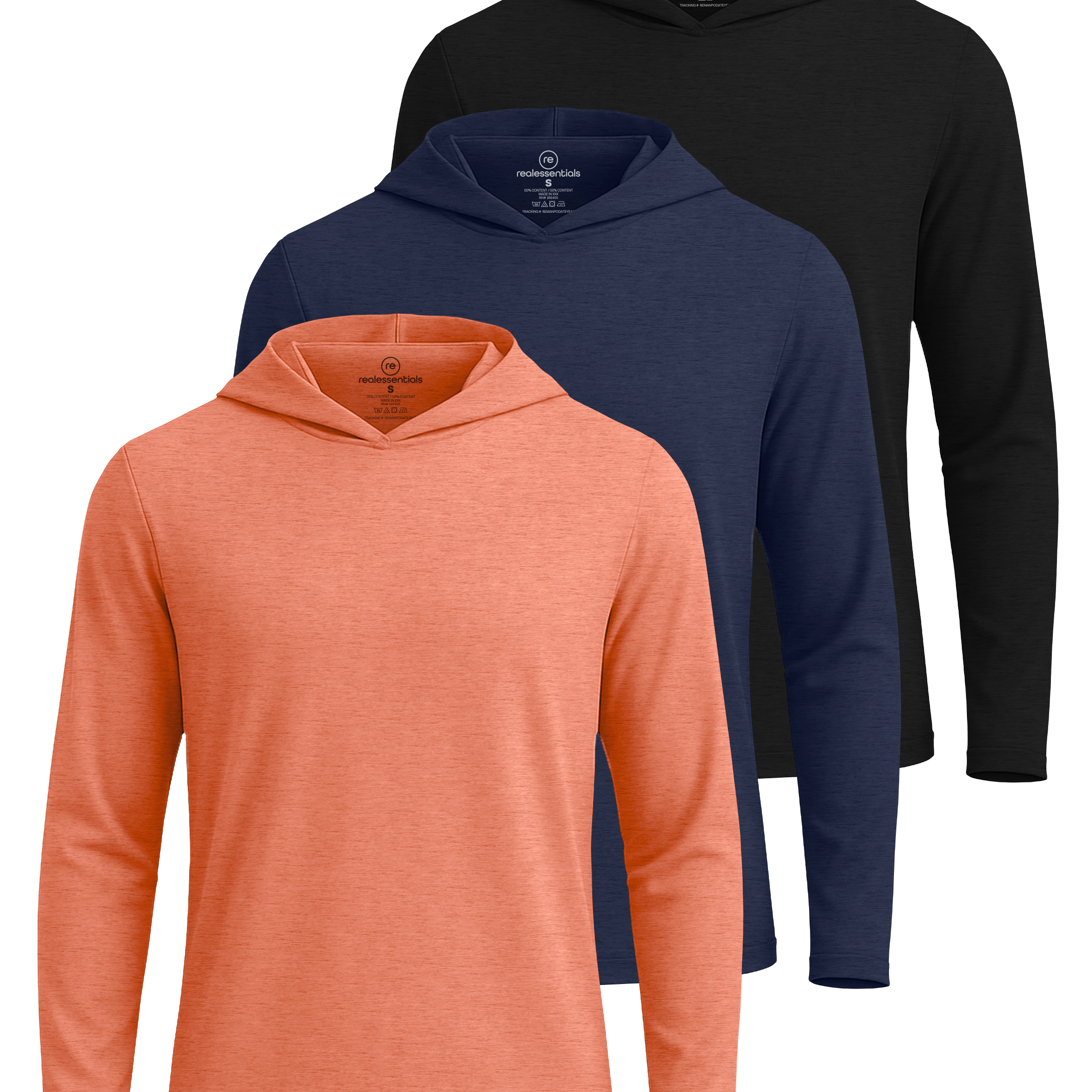 3 Pack: Mens Dry Fit Active Hoodie Pullover Sweatshirt
