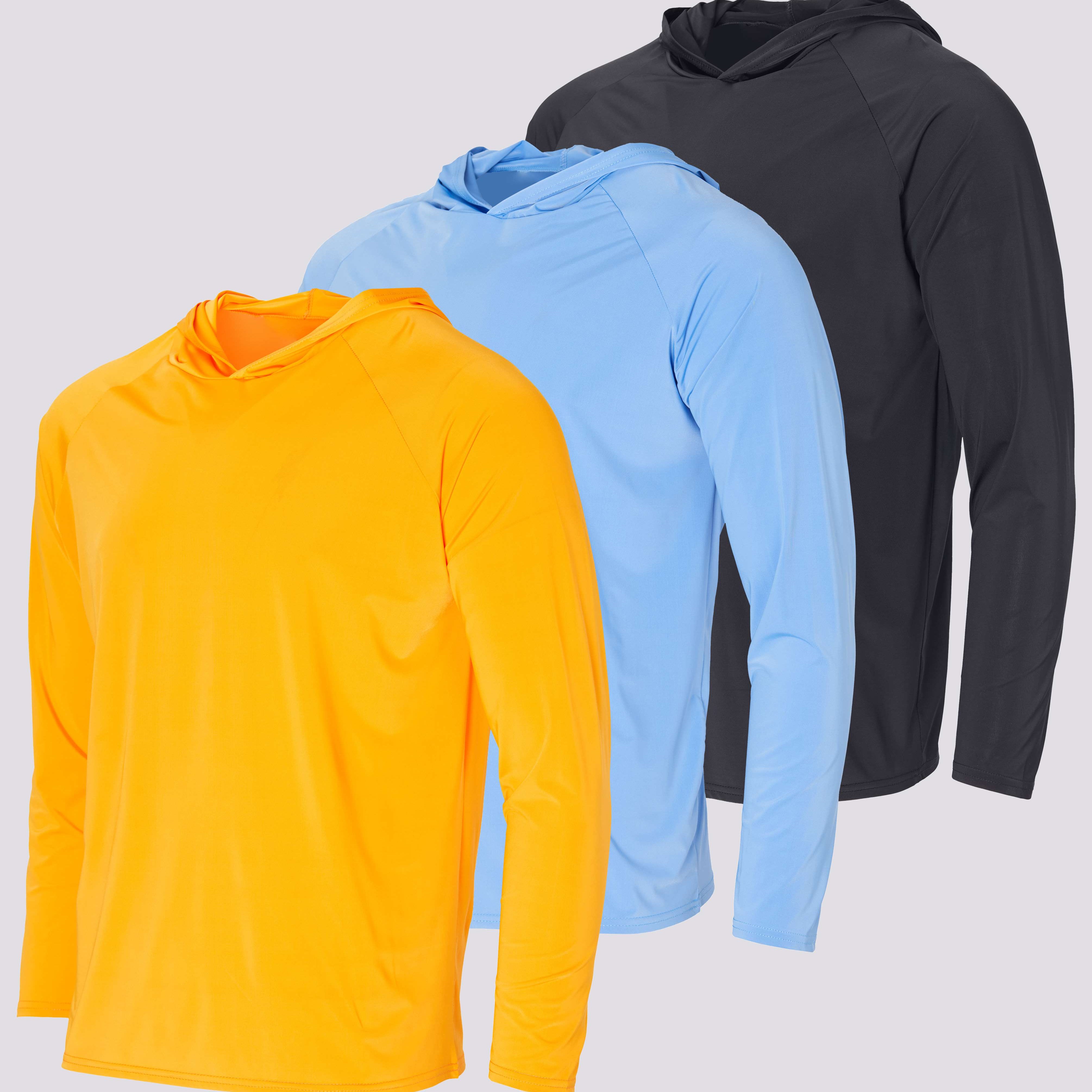 3 Pack: Men's Rash Guard Hoodie (Available In Big & Tall)