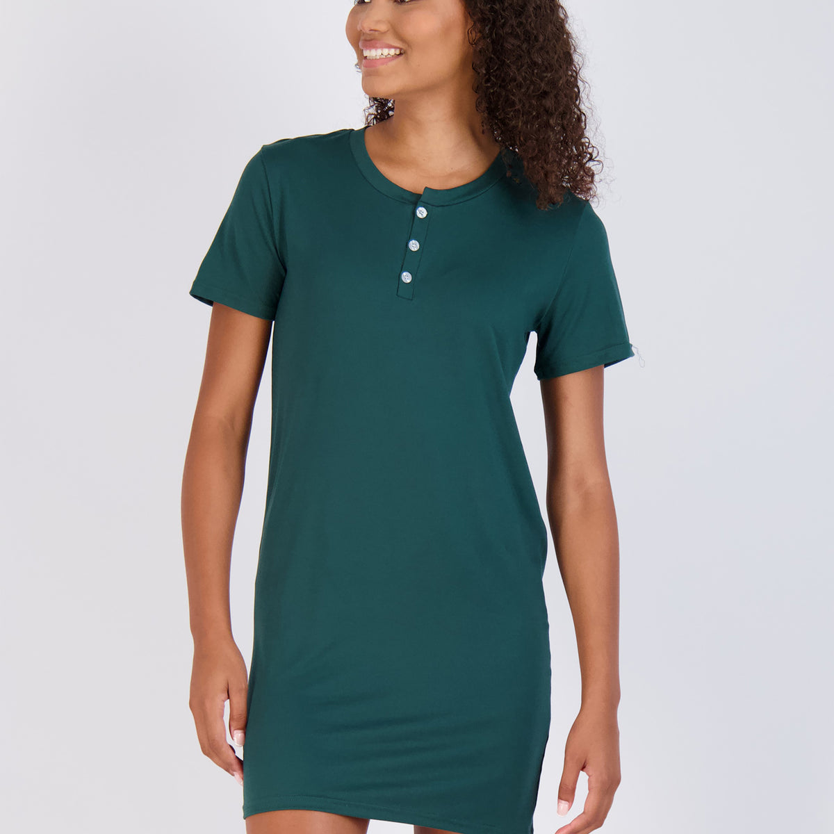 Real Essentials Women's 3-Pack Short Sleeve Henley Nightshirts - Comfortable Sleep Dresses & Nightgowns