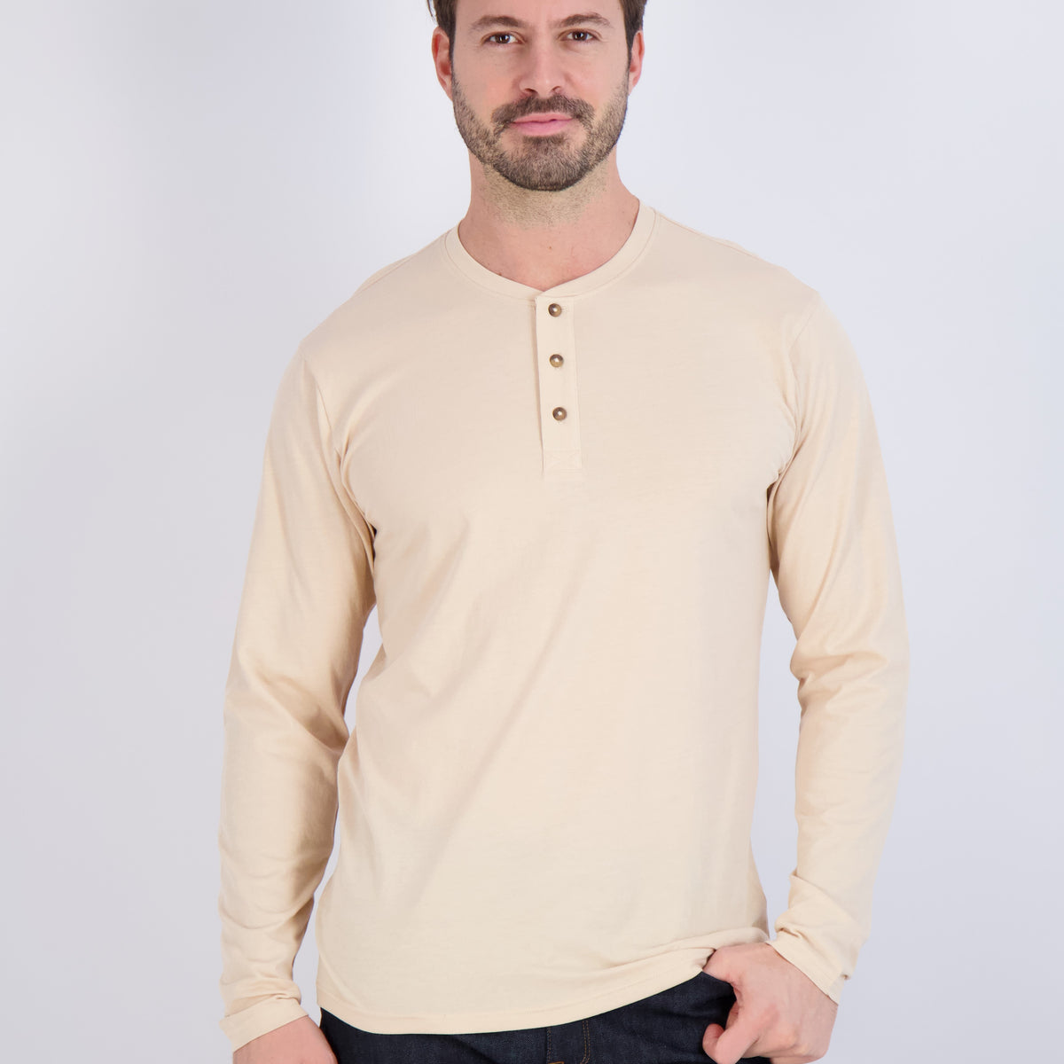 Men's Casual Henley Long Sleeve T-Shirt