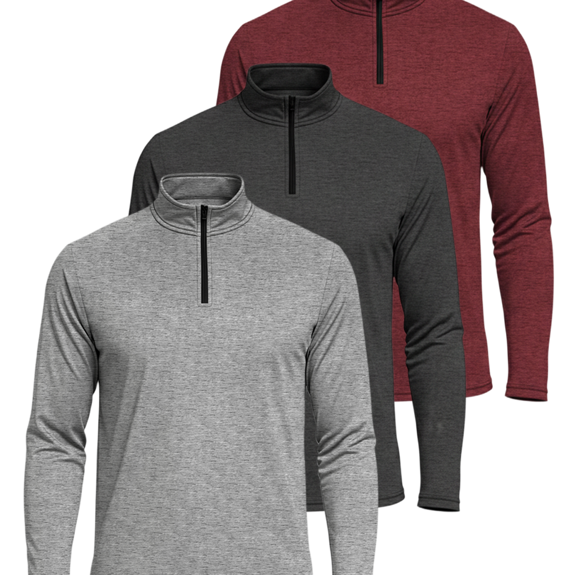 3 Pack: Mens Active Dry-Fit Quarter Zip Pullover (Available in Big & Tall)