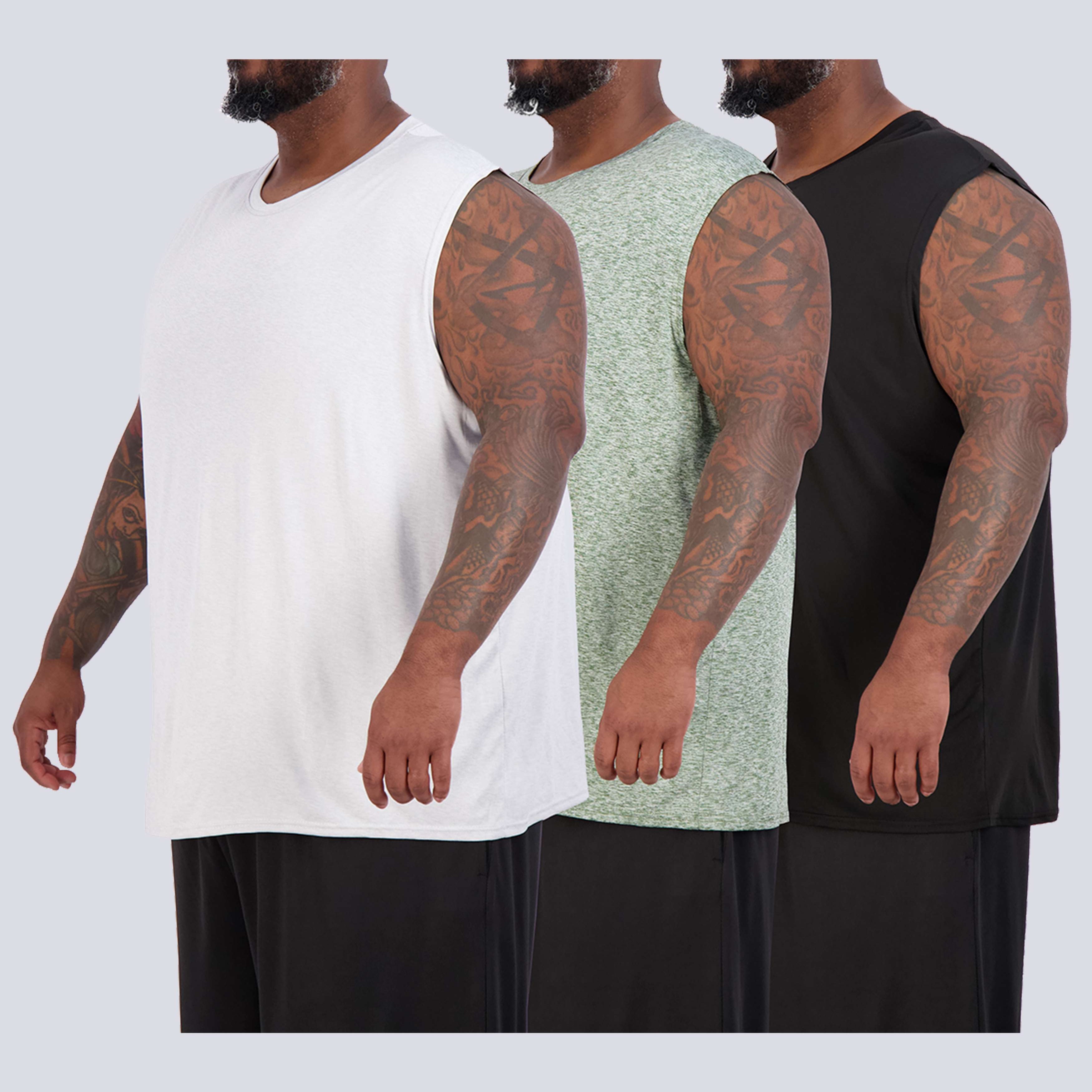 3 Pack: Mens Dry-Fit Active Tech Tank Top
