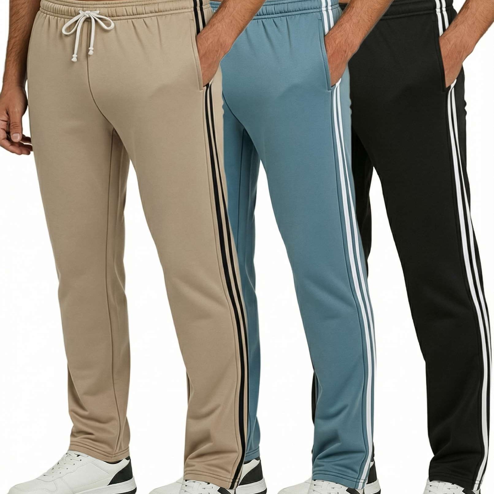 3 Pack: Mens Fleece Open Bottom Sweatpants