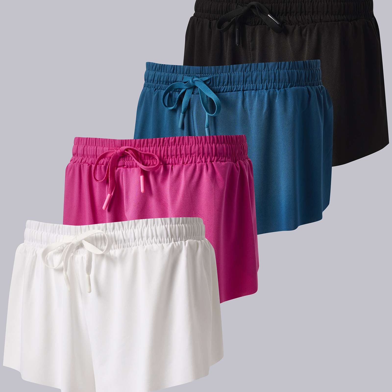 4 Pack: Girls 2-in-1 Flowy Shorts with Spandex Liner Youth Butterfly Skirts - Athletic Dance