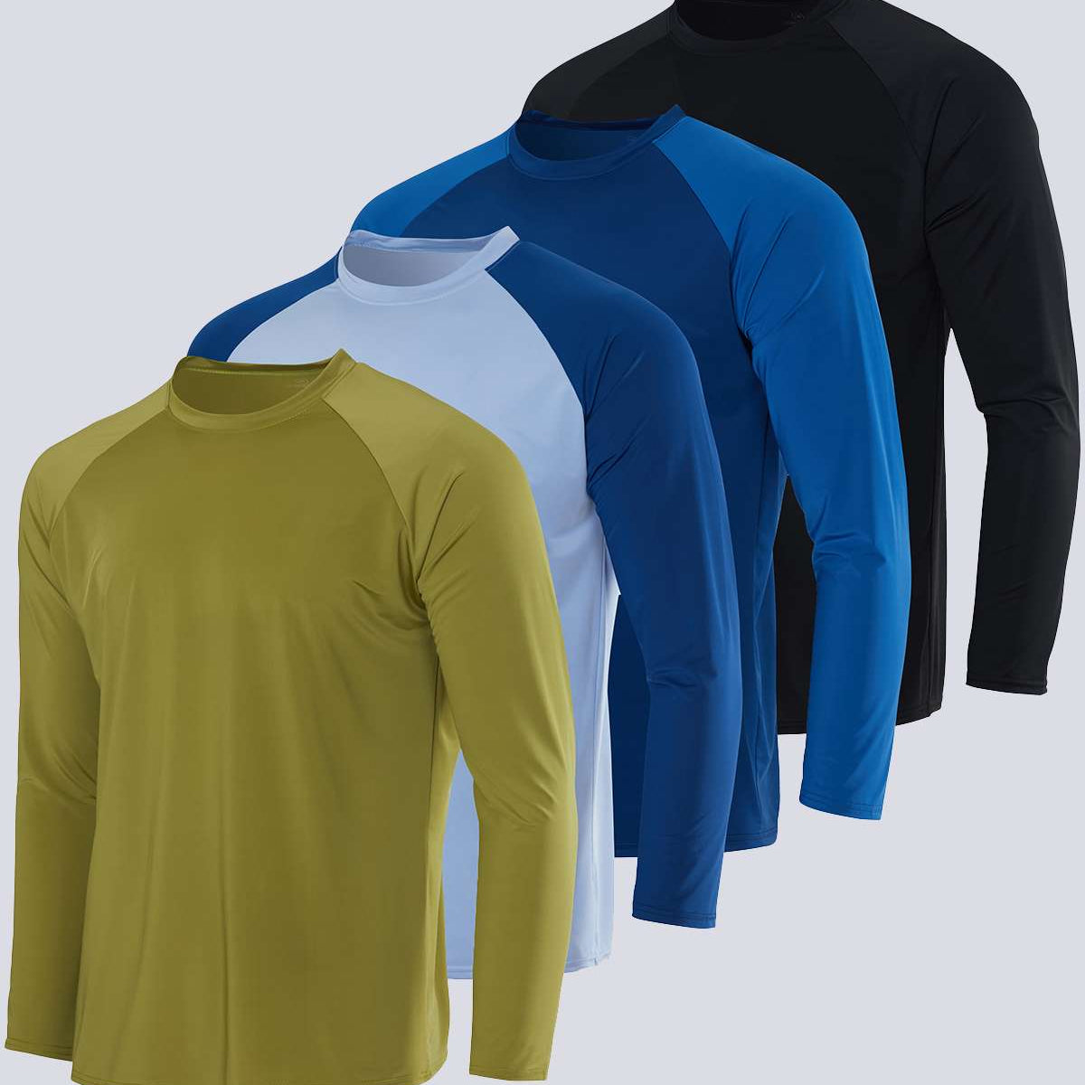 4 Pack: Men's Long Sleeve Rash Guard Shirt (Available In Big & Tall)