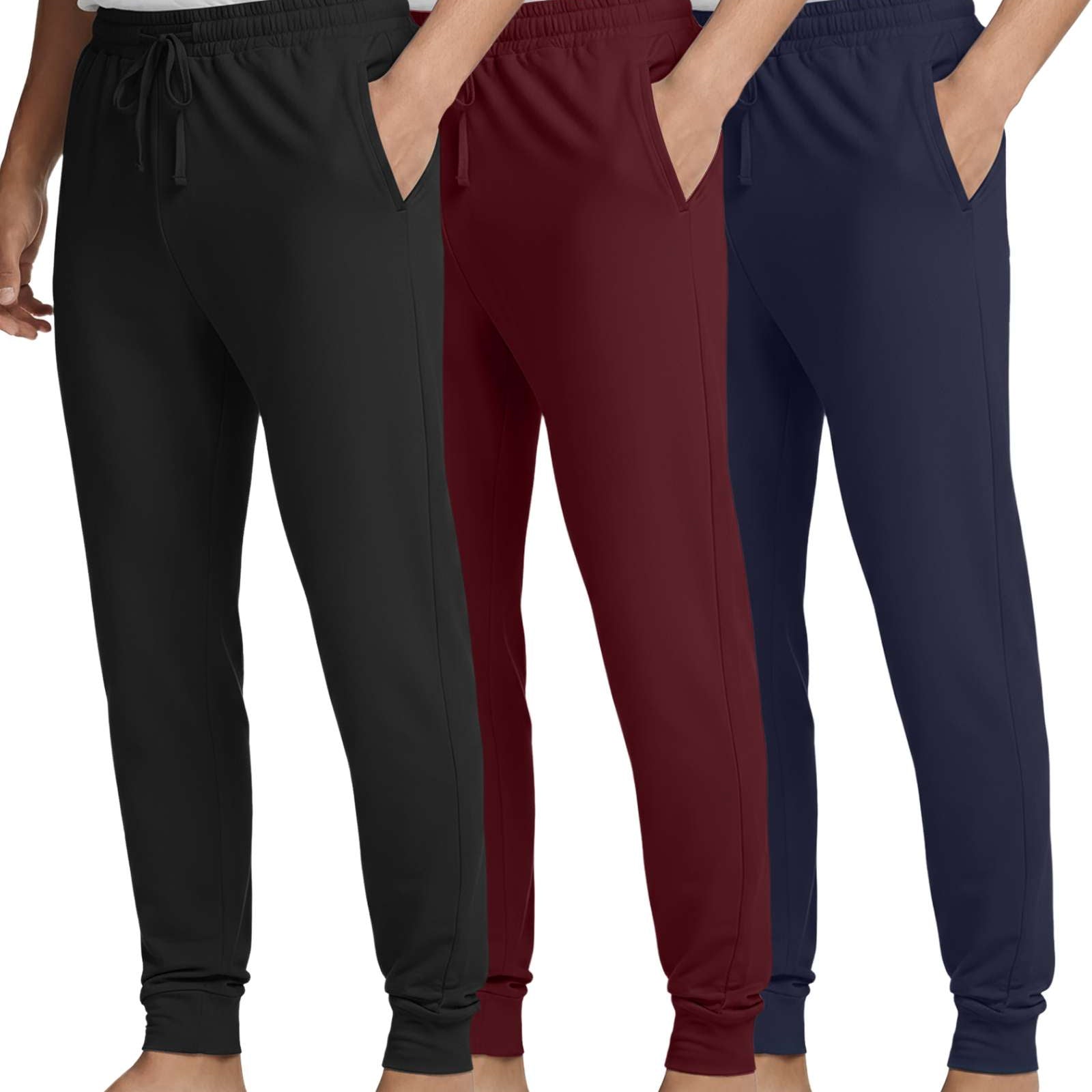 3 Pack: Men's Soft Lounge Sleep Joggers