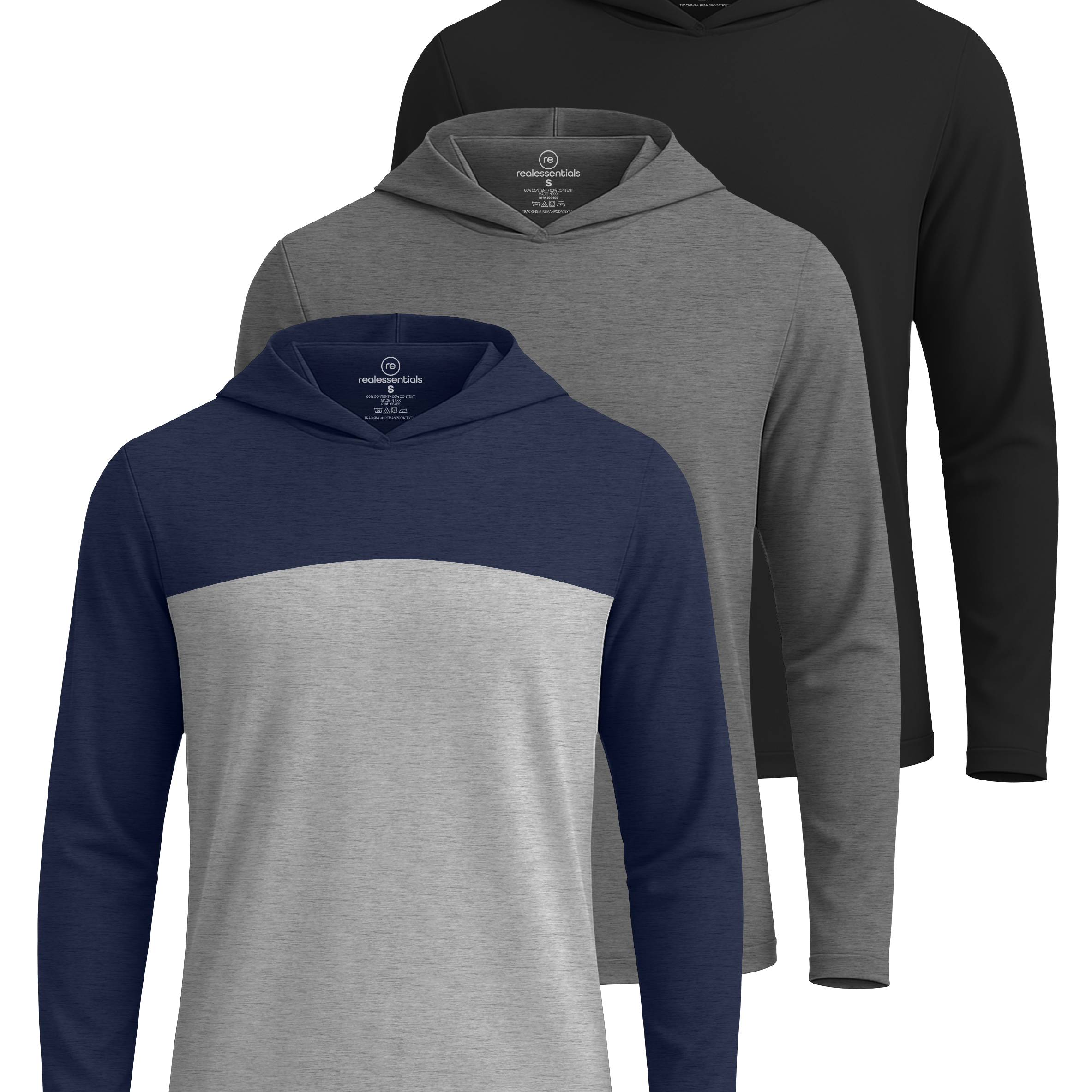 3 Pack: Mens Dry Fit Active Hoodie Pullover Sweatshirt