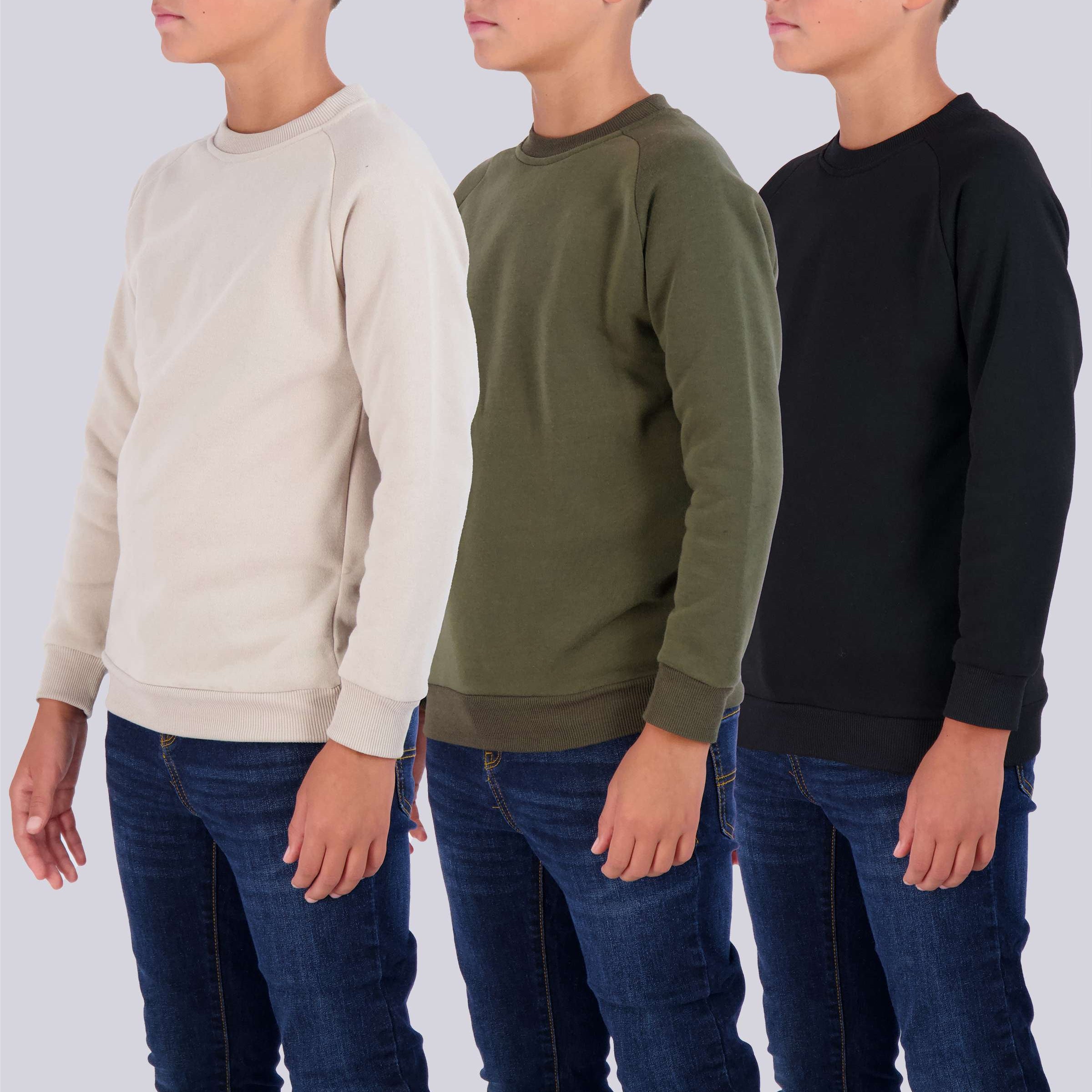 3 Pack: Boys Fleece Crew-Neck Pullover Sweatshirt