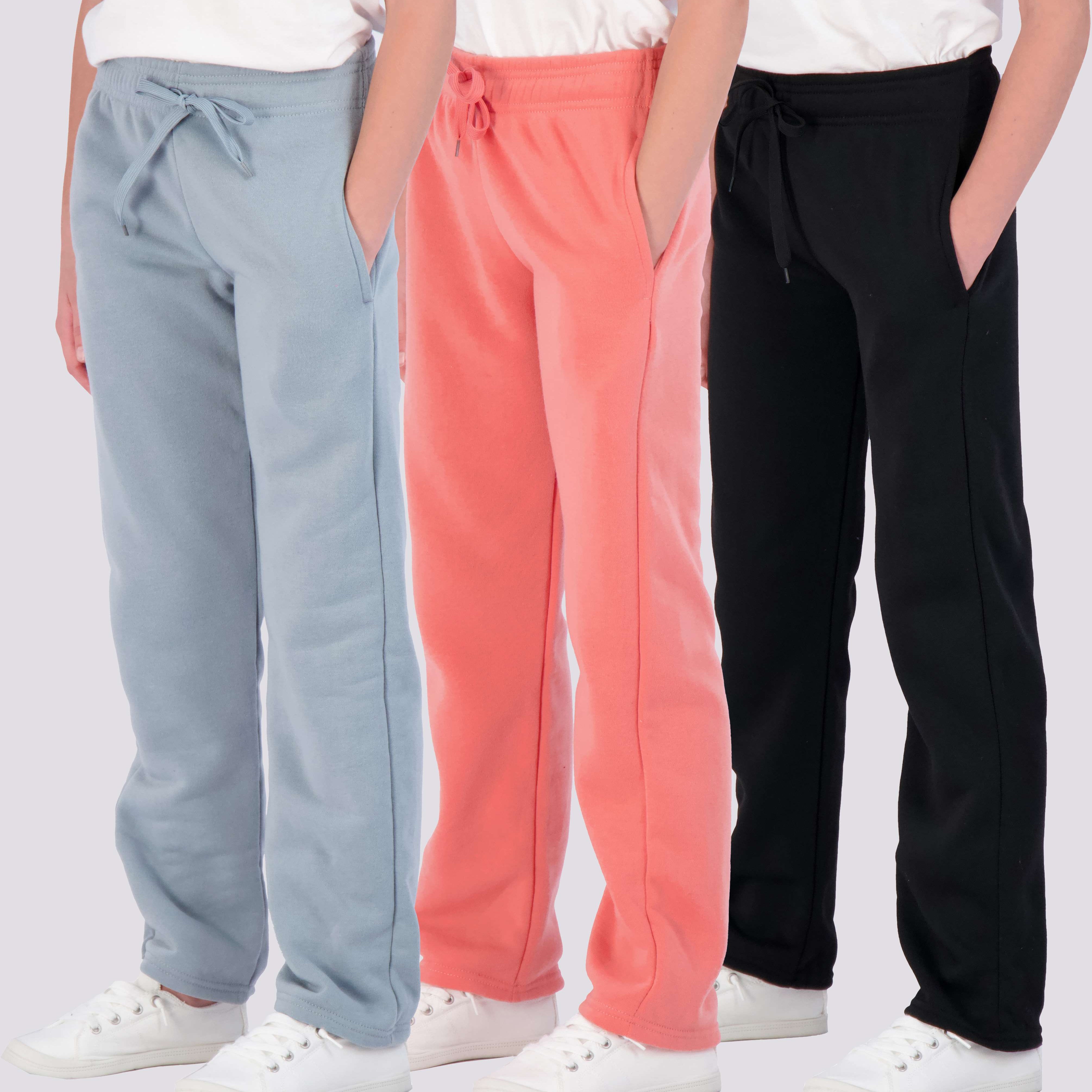3 Pack: Girls Fleece Open Bottom Sweatpants