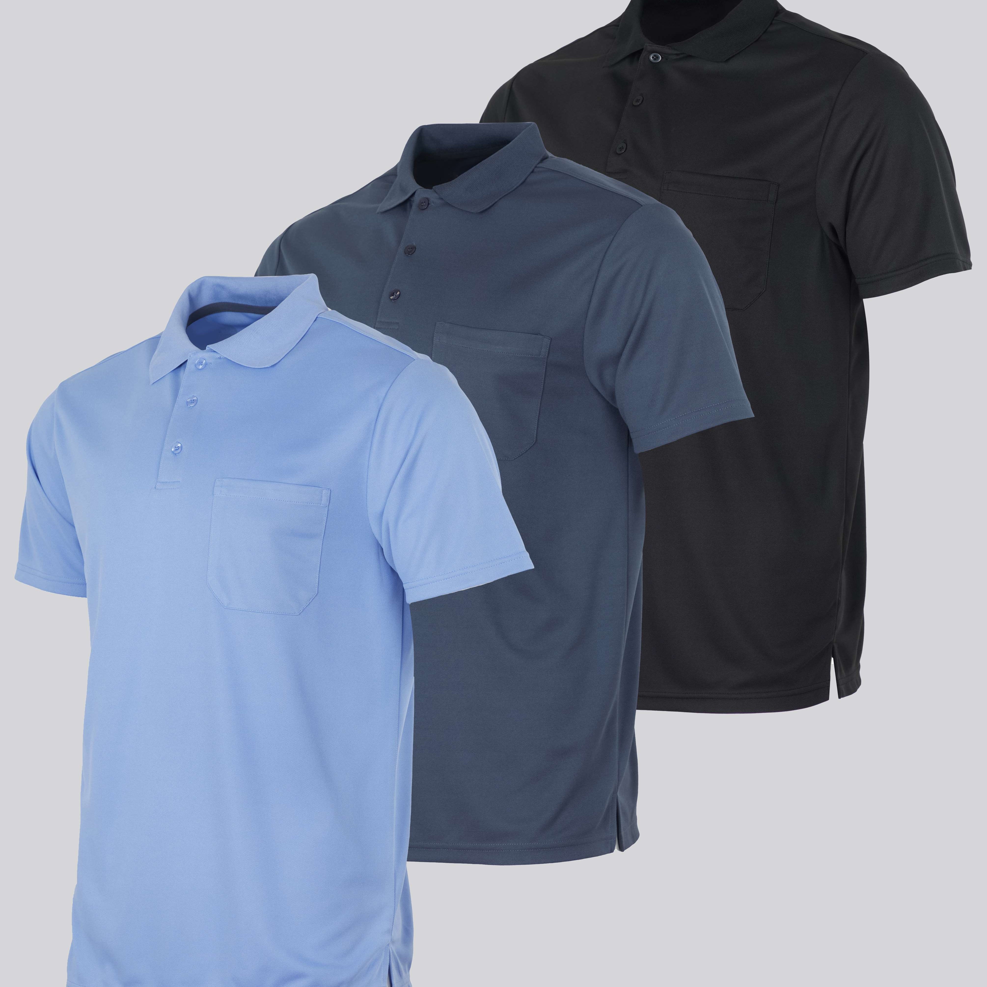 3 Pack: Men's Short Sleeve Dry-Fit Polo Shirt (Available in Big & Tall)