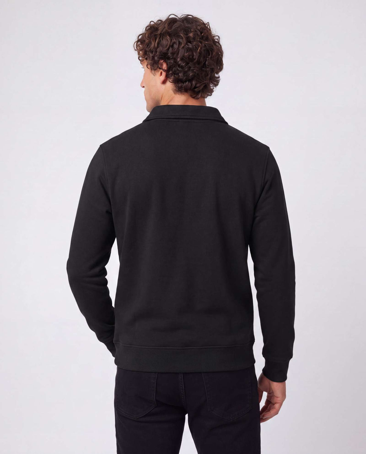 Real Essentials 2 Pack Mens Fleece Quarter Zip Sweatshirt Sweater Collared Long Sleeve Top - Solid Black, Solid Black