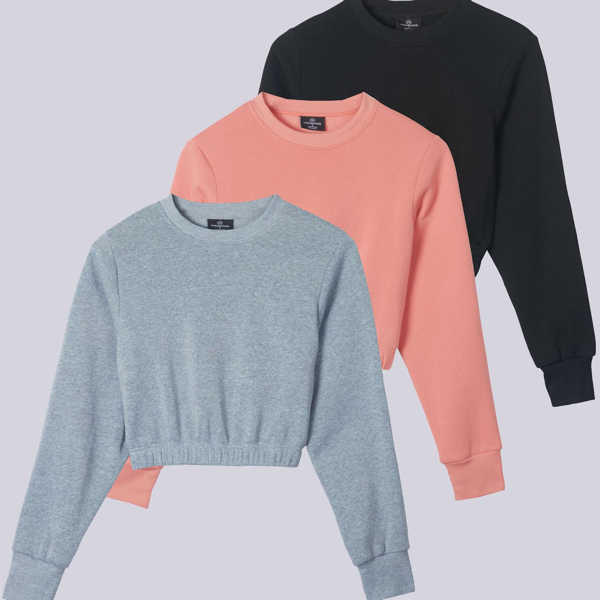 3 Pack: Women's Fleece Cropped Sweatshirt (Available in Plus Size)