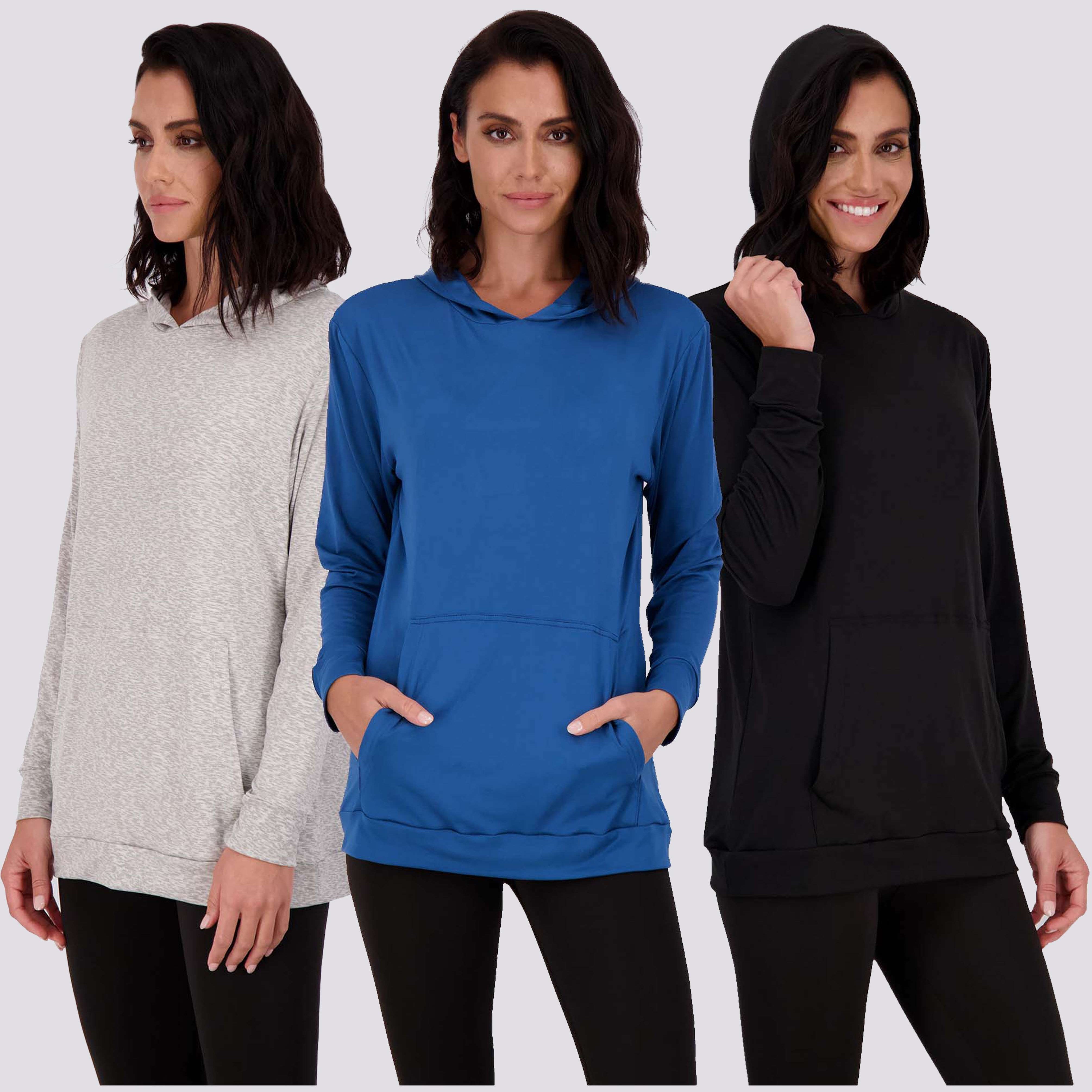 3 Pack: Womens Super-Soft Lounge Hoodie Pullover Sweatshirt