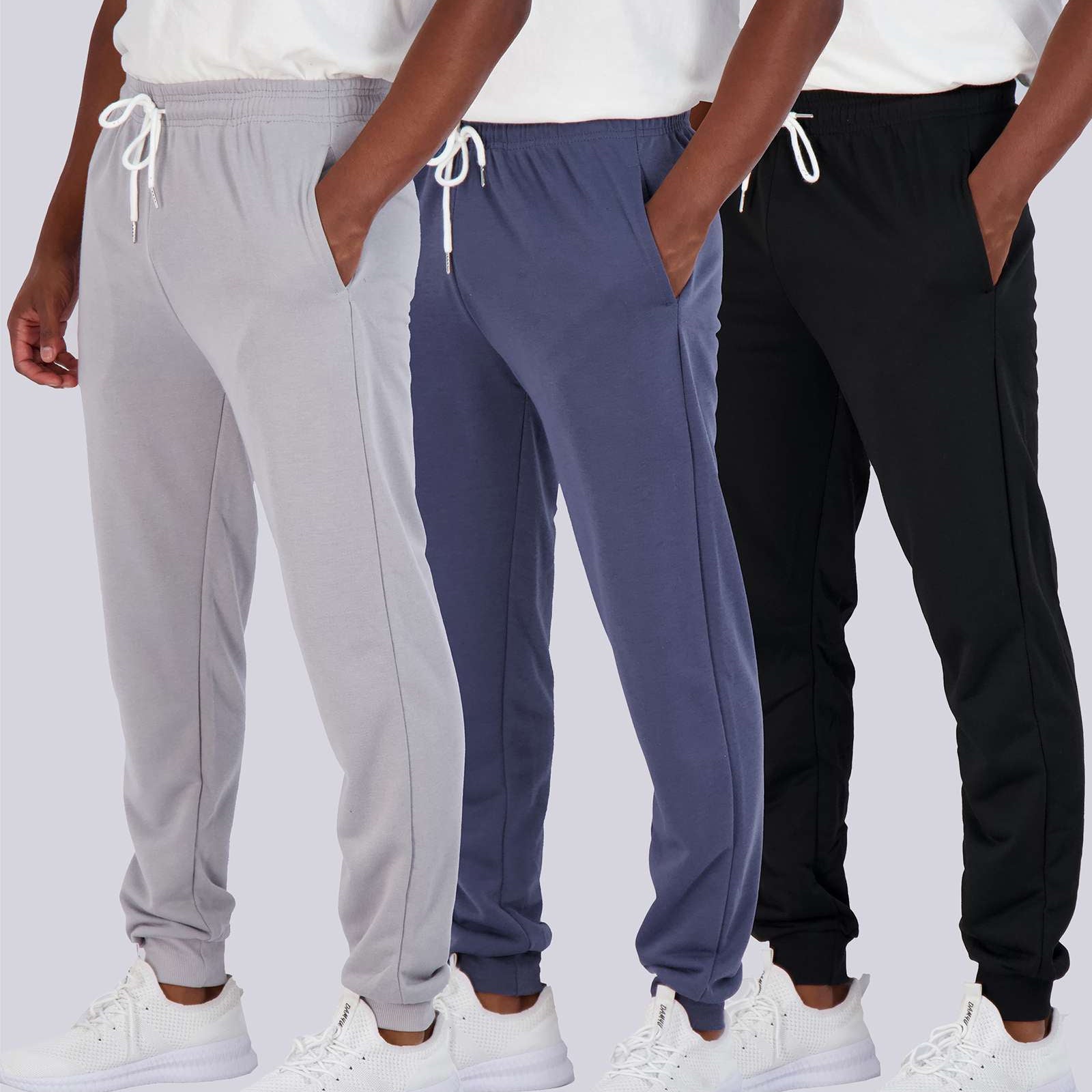 3 Pack: Mens French Terry Casual Jogger Sweatpants