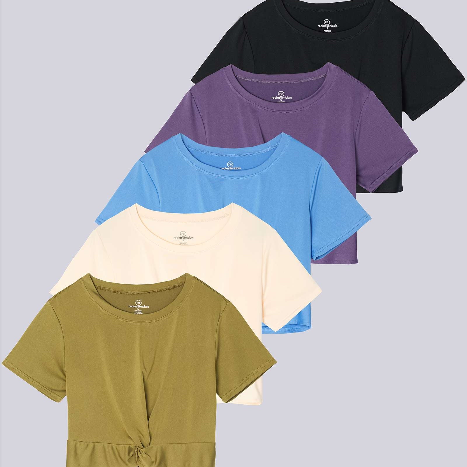 5 Pack: Women's Short Sleeve Twist Front Crop Top