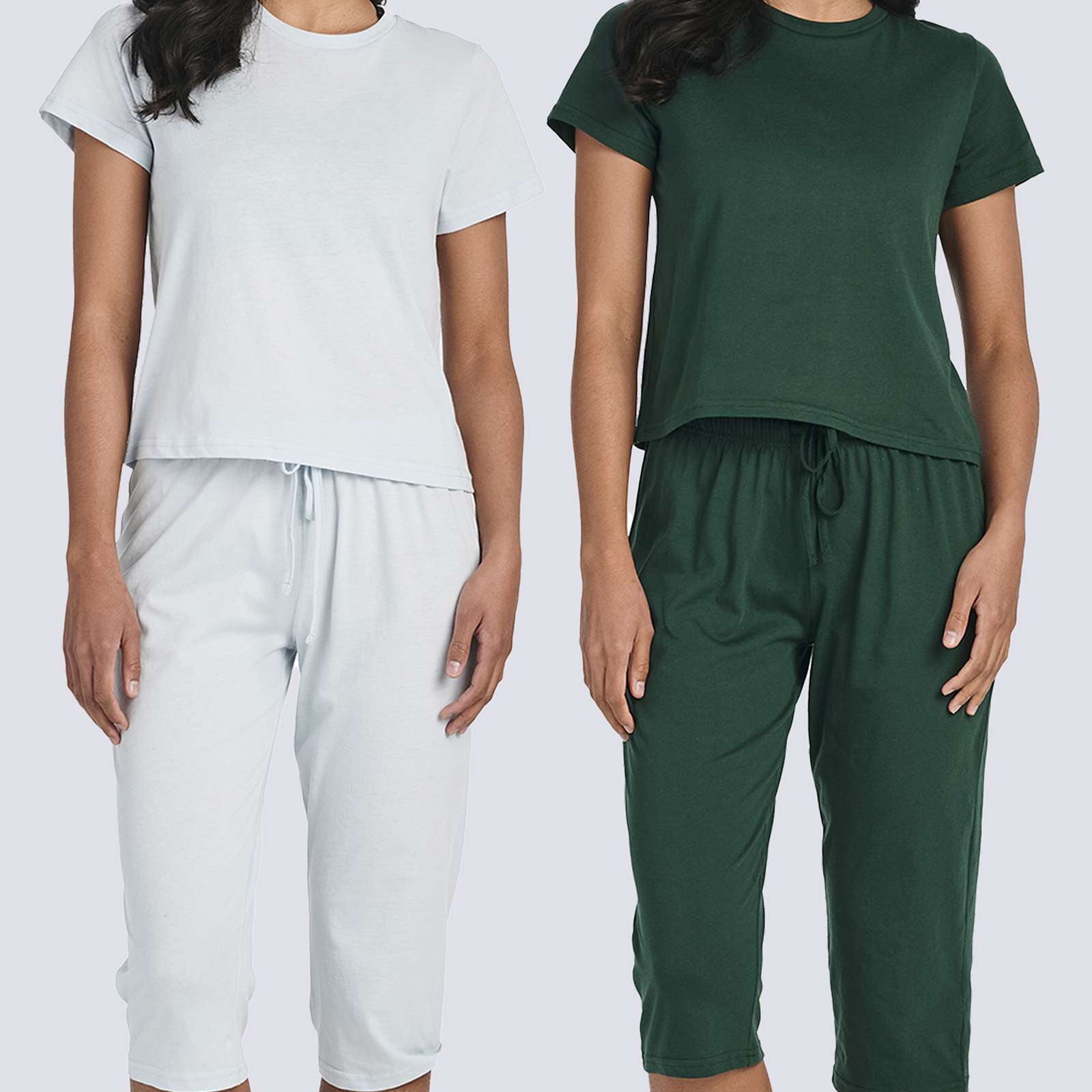 2 Pack: Women's Cotton Pajamas with Capri Pants