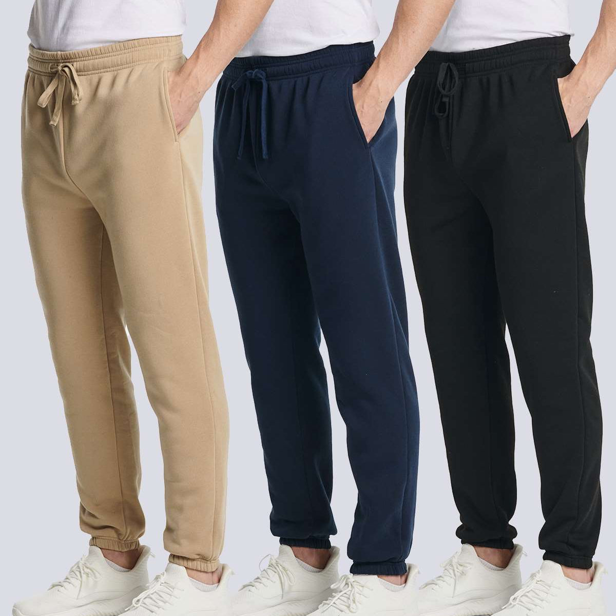 3 Pack: Men's Fleece Jogger Sweatpants (Available in Big & Tall)