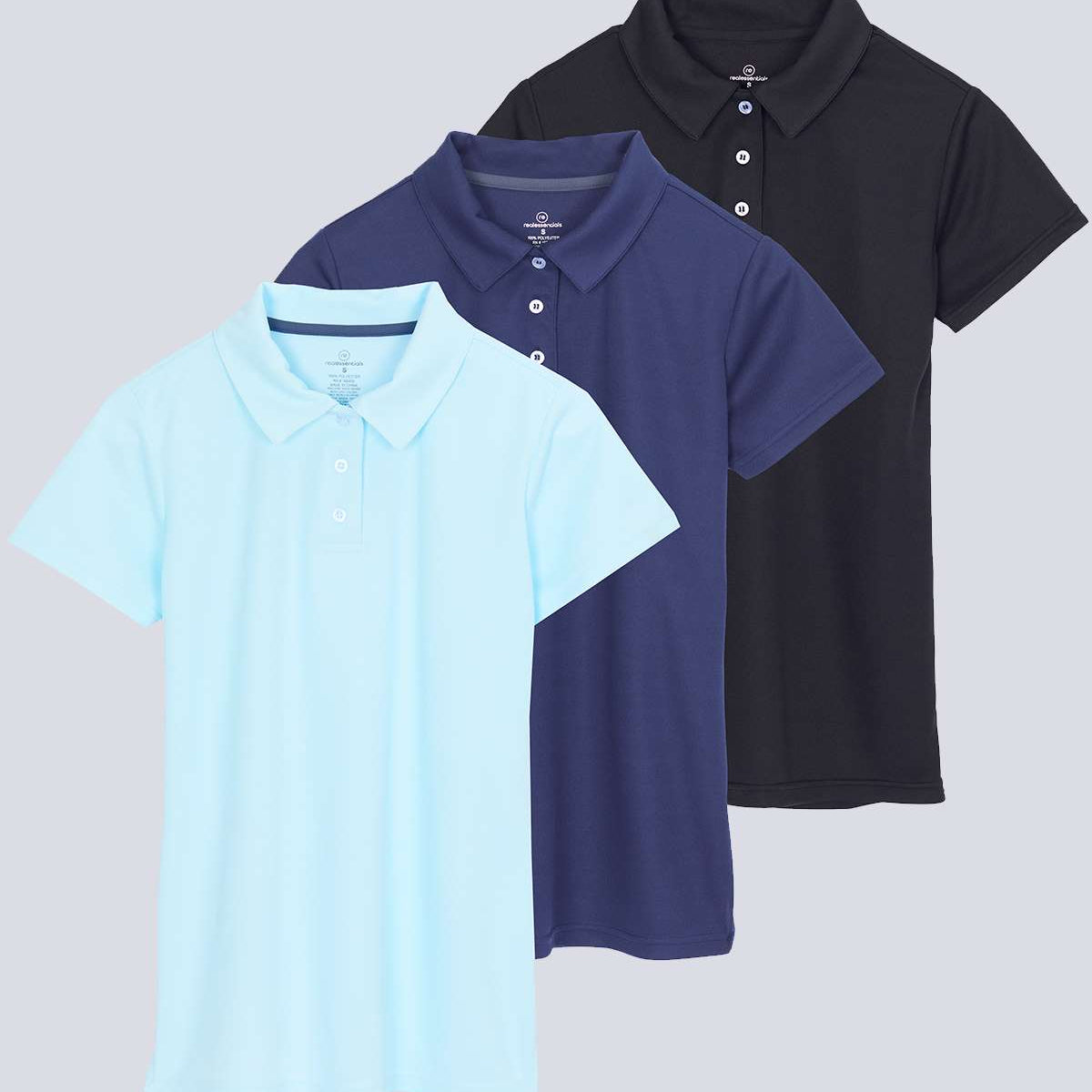 3 Pack: Womens Short Sleeve Dry-Fit Performance Polo Shirt (Available In Plus Size)