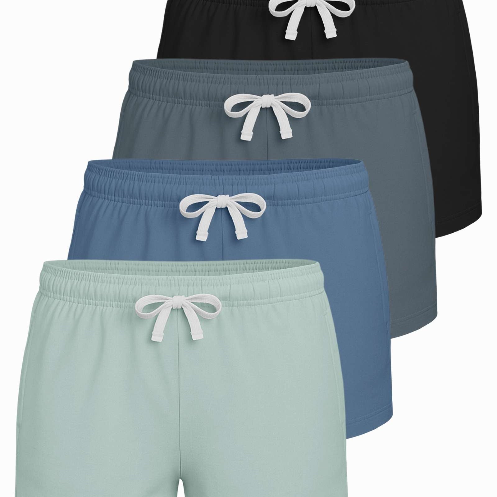 Real Essentials 4 Pack: Girls French Terry Lounge Shorts – Ultra Soft Pull-On Gym, Camp, Sports & Everyday Shorts