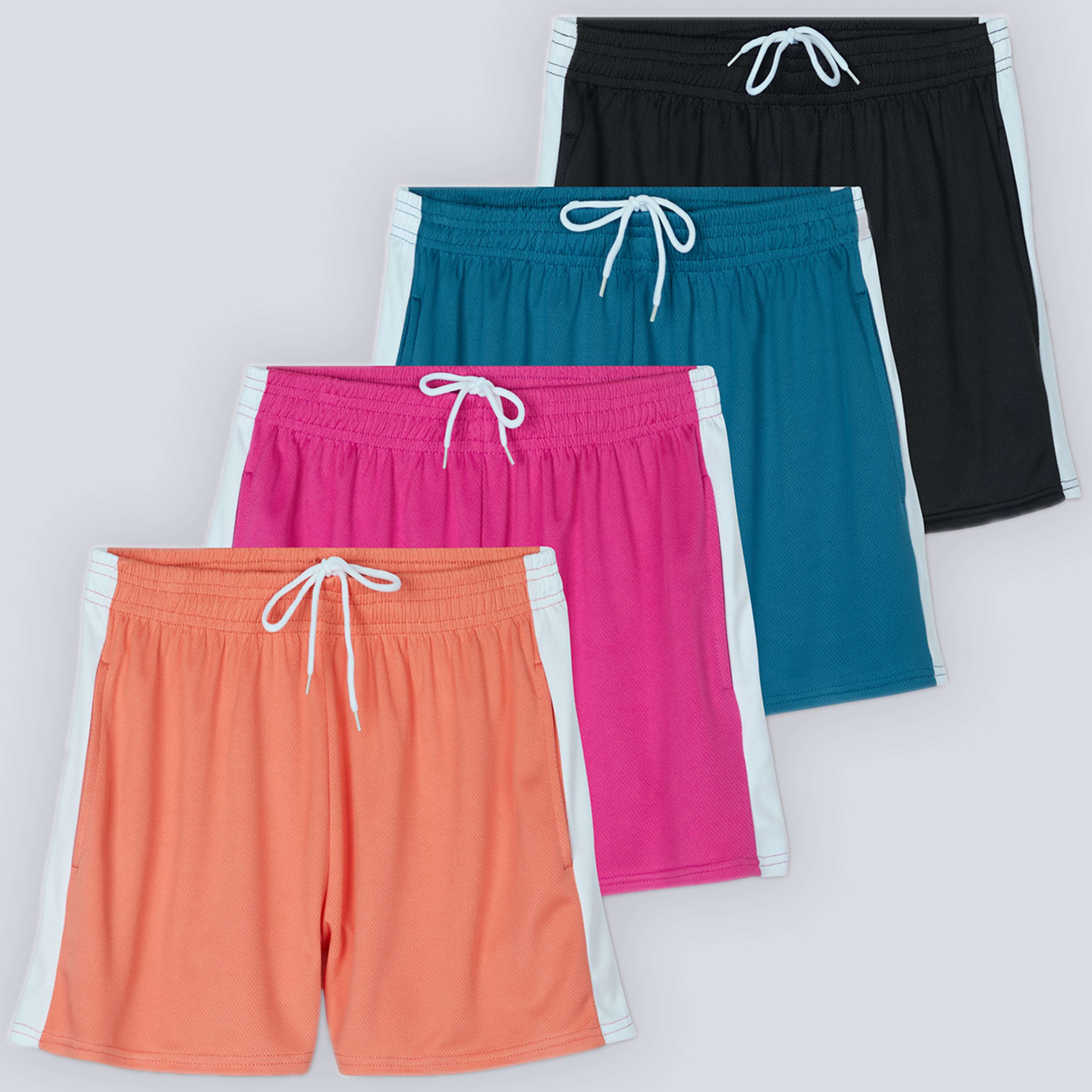 4 Pack: Womens Active Mesh Shorts