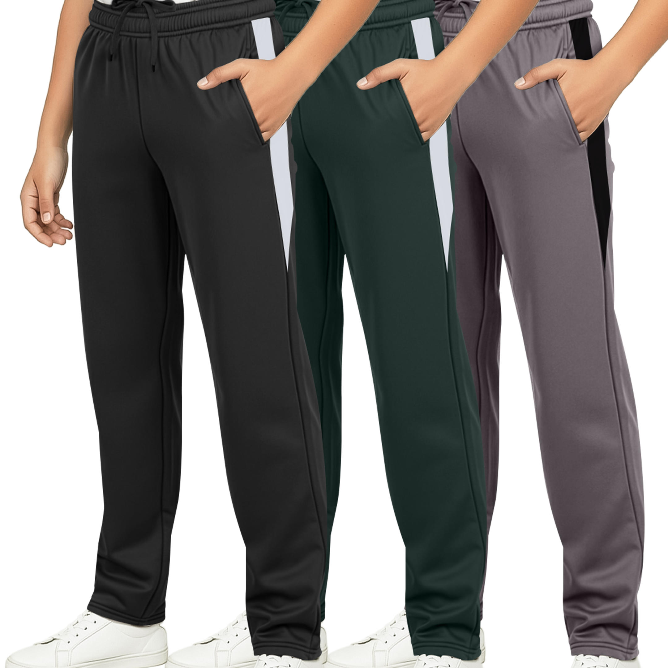 3 Pack: Boys Tricot Open Bottom Fleece-Lined Sweatpants