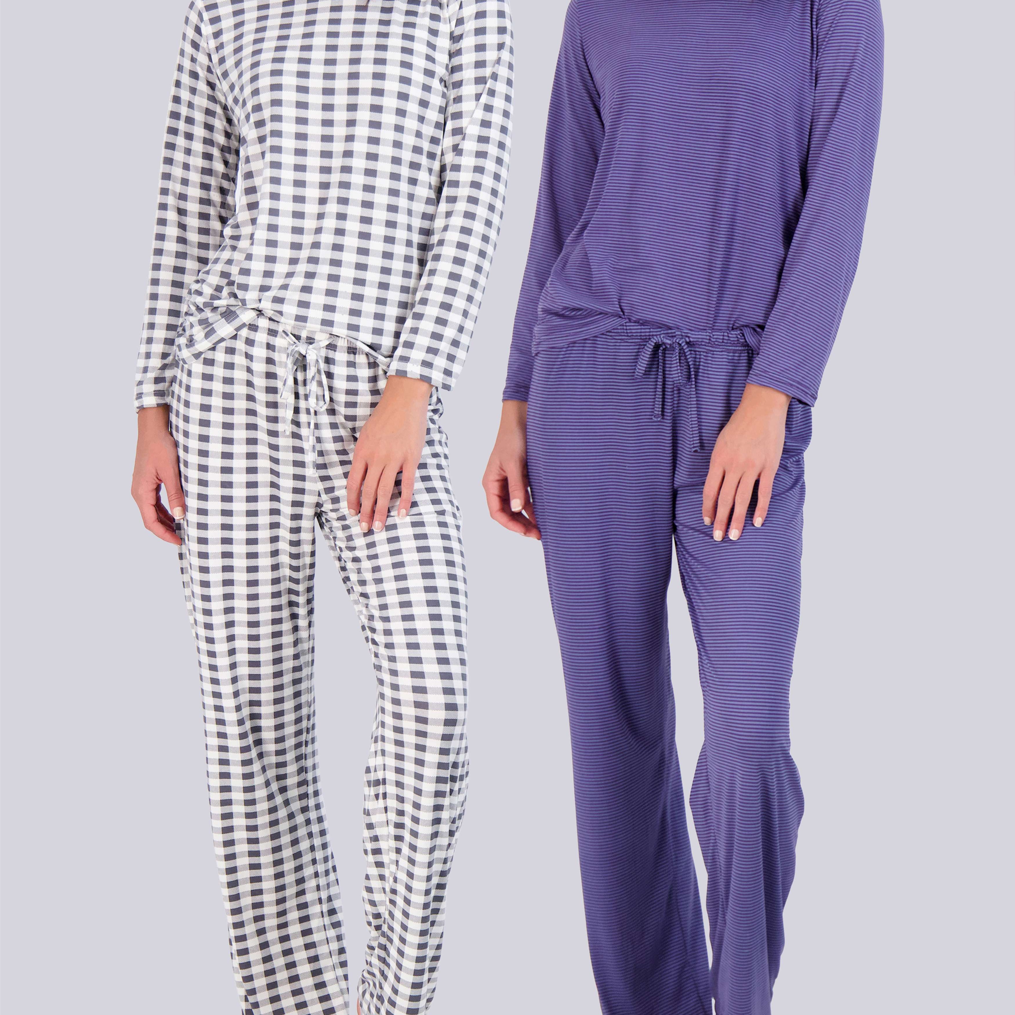 2 Pack: Women’s Pajama Set Super-Soft Long Sleeve Top With Pants