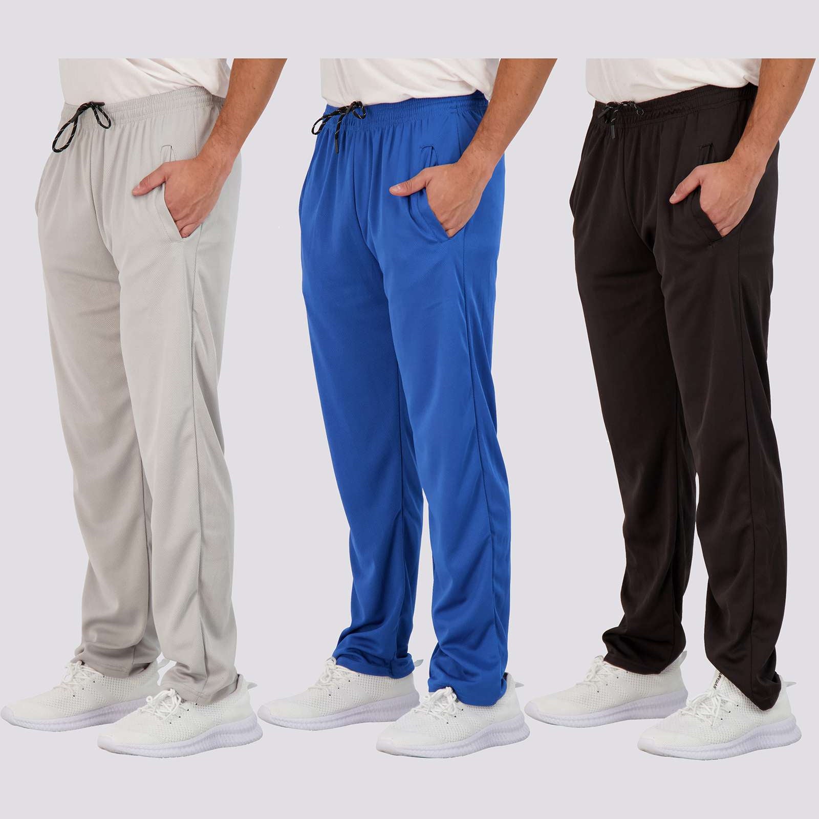 3 Pack: Mens Mesh Active Open Bottom Sweatpants