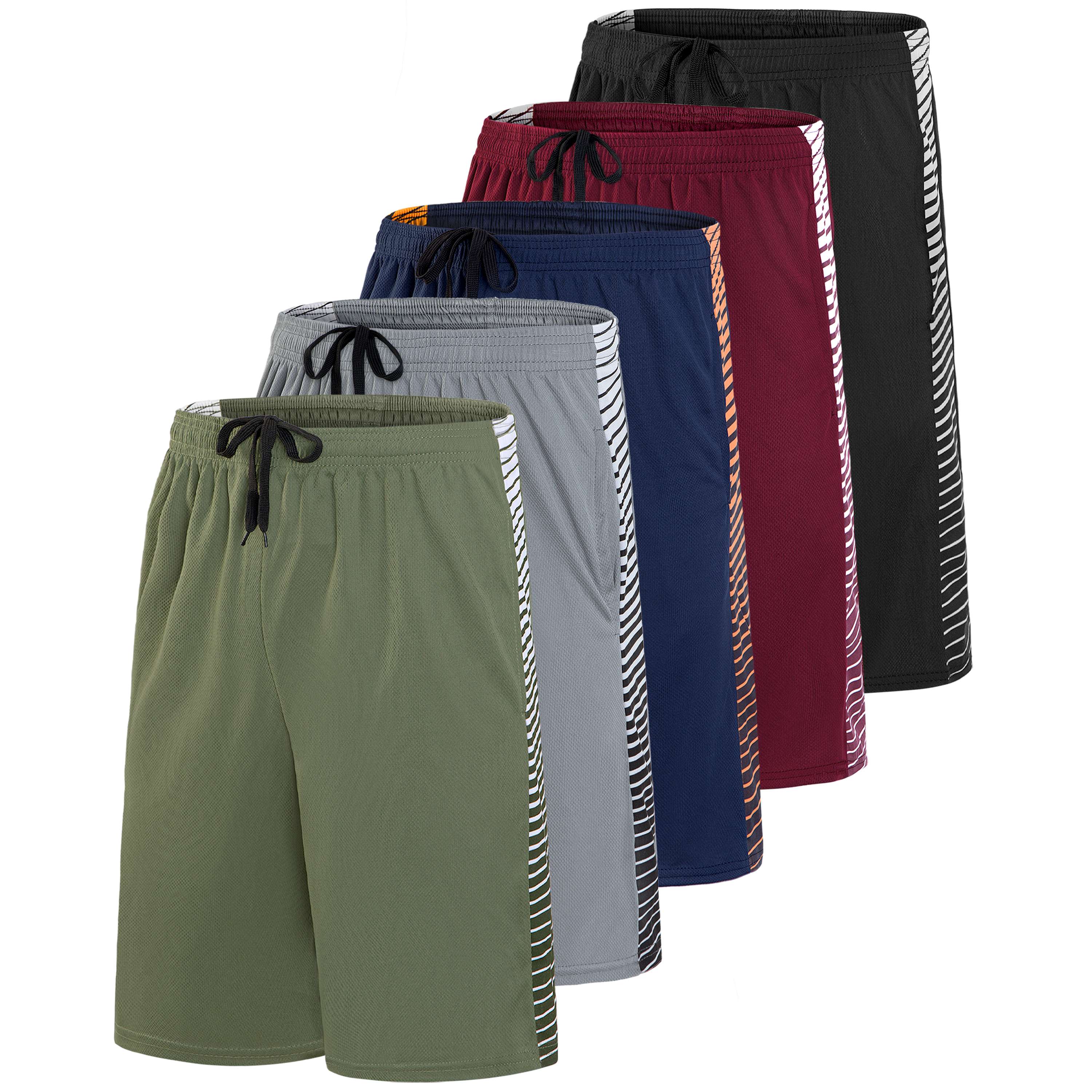 5 Pack: Men's Mesh Athletic Gym Shorts