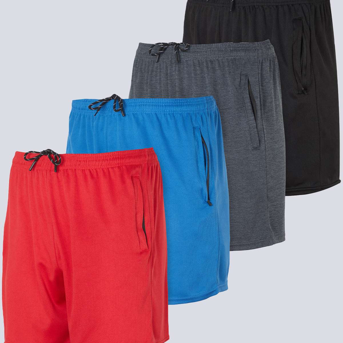 4 Pack: Men's 5" Mesh Running Shorts with Zipper Pockets
